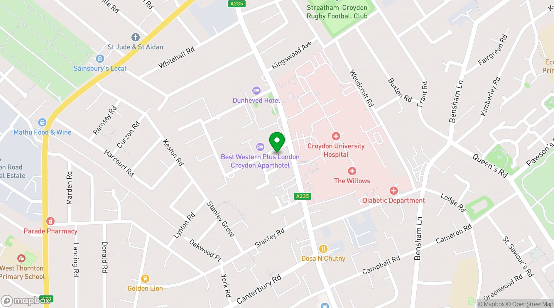 Map showing Croydon Mosque & Islamic Centre