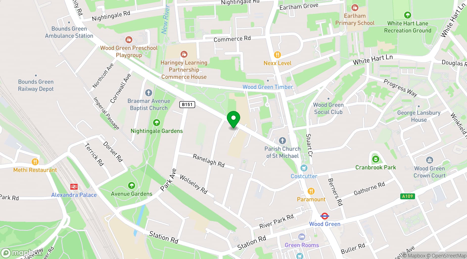 Map showing St Michael's Hall
