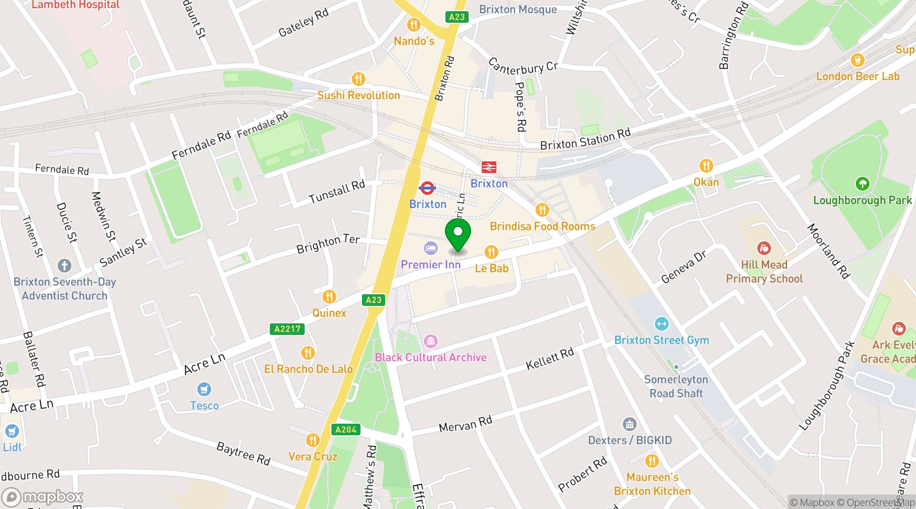 Map showing Impact Brixton
