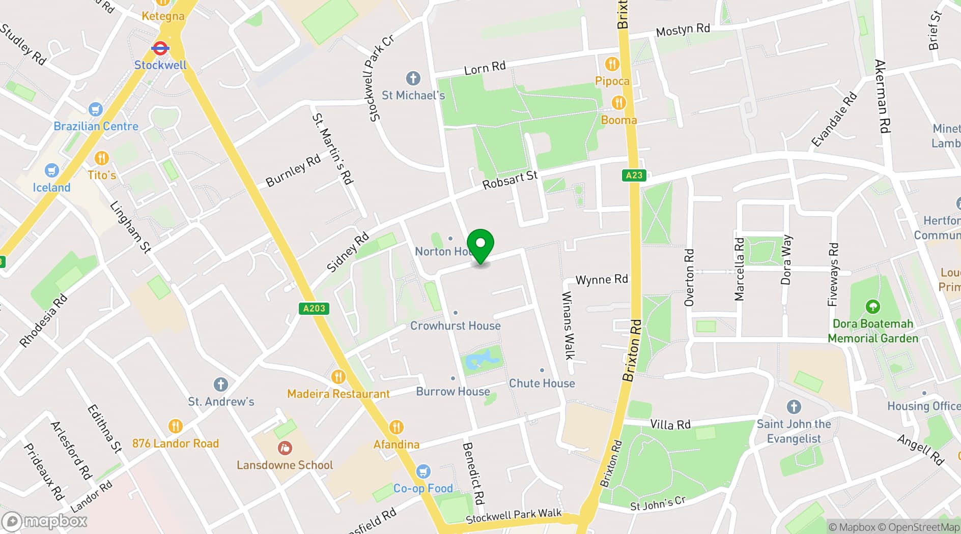 Map showing Stockwell Park Estate Community Trust