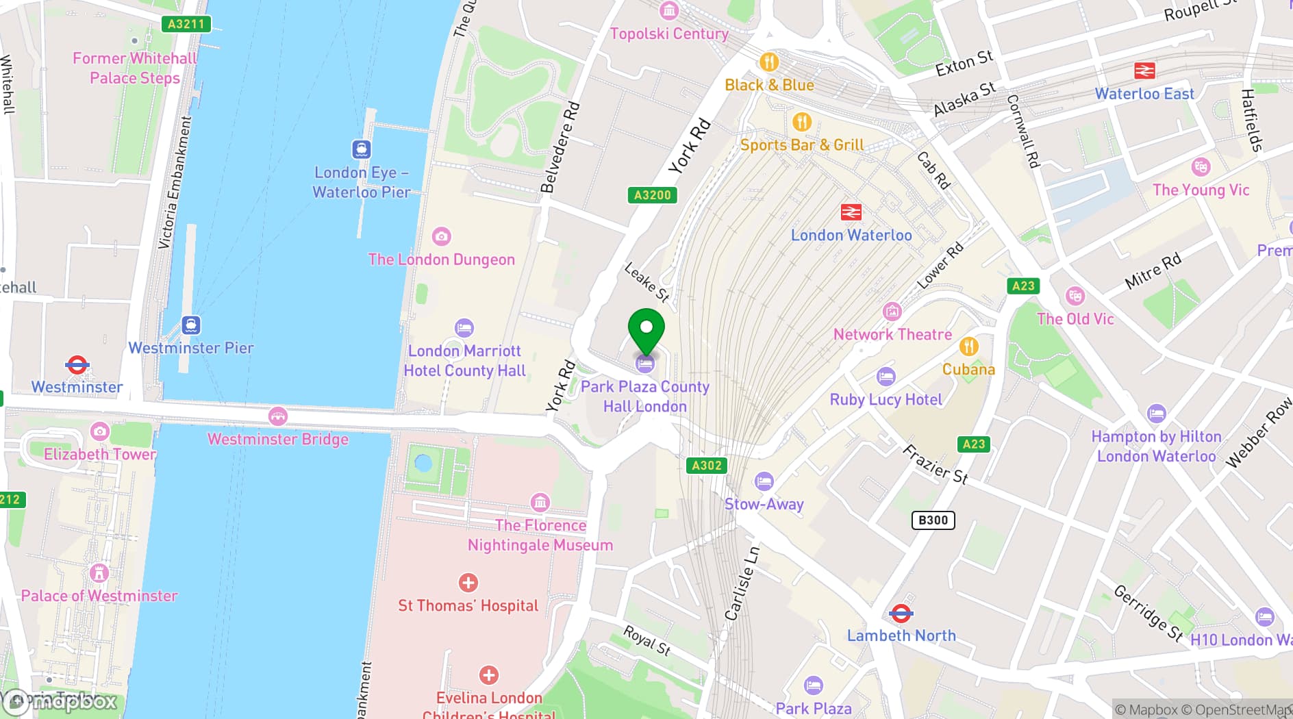 Map showing Park Plaza County Hall