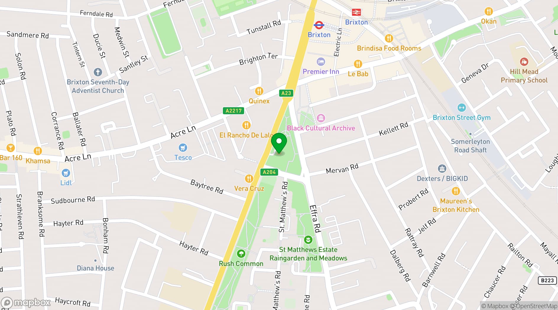 Map showing St Matthew's Church