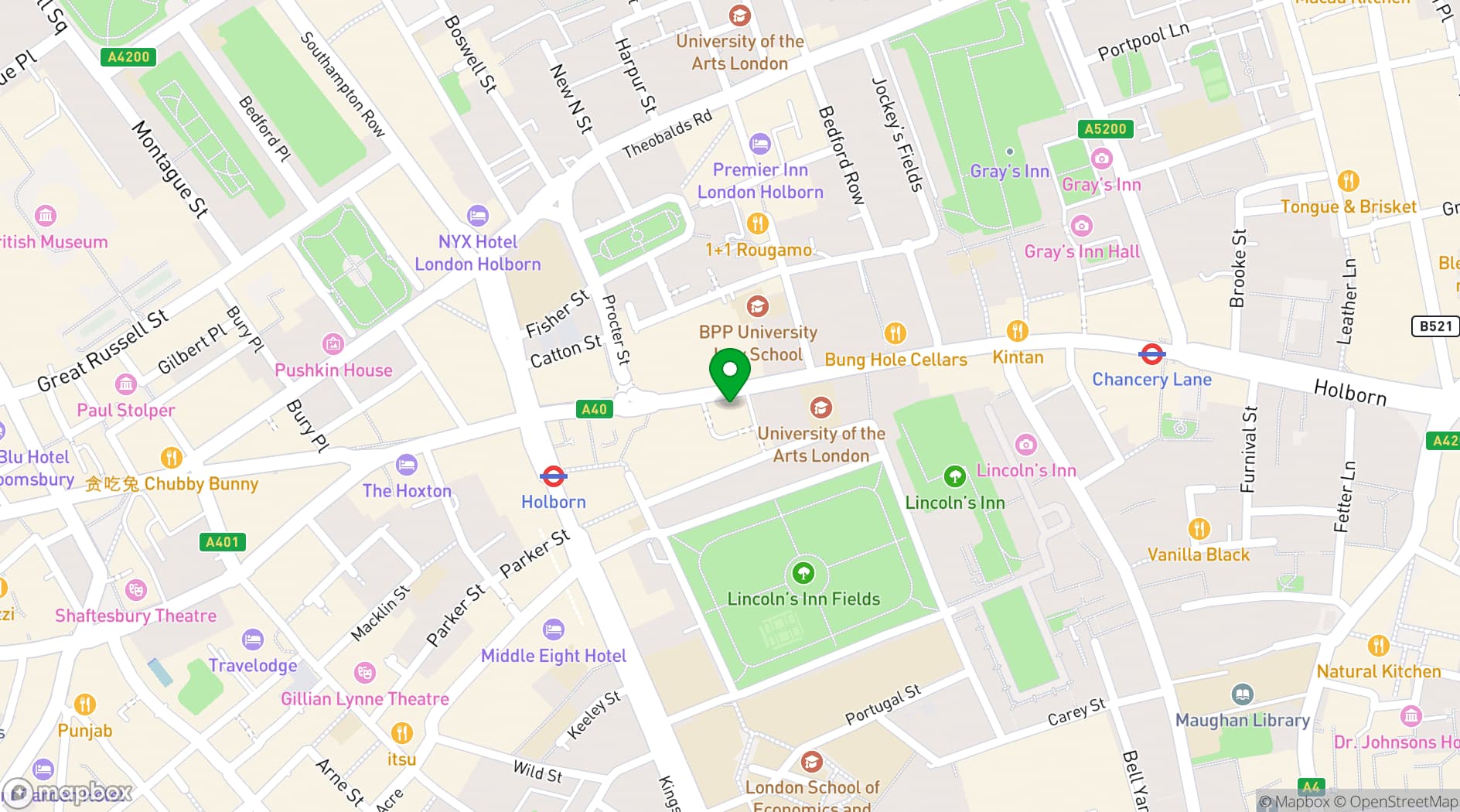 Map showing Rosewood London