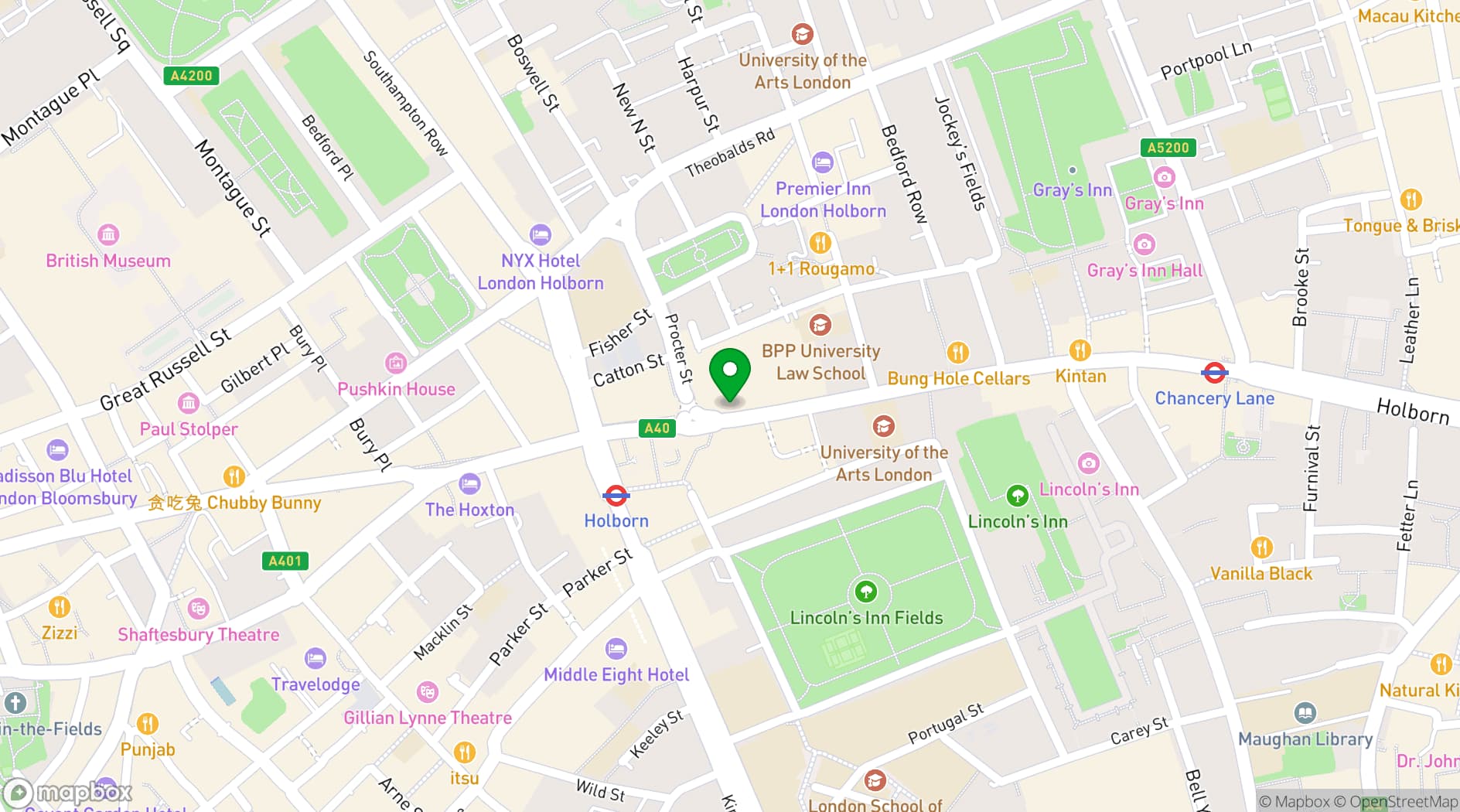 Map showing Citadines Holborn Covent-Garden London