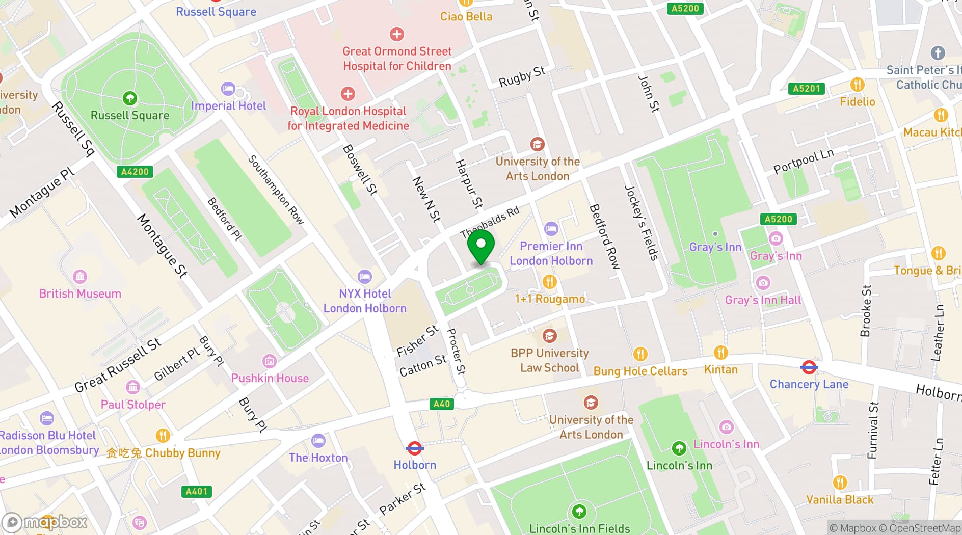 Map showing Conway Hall