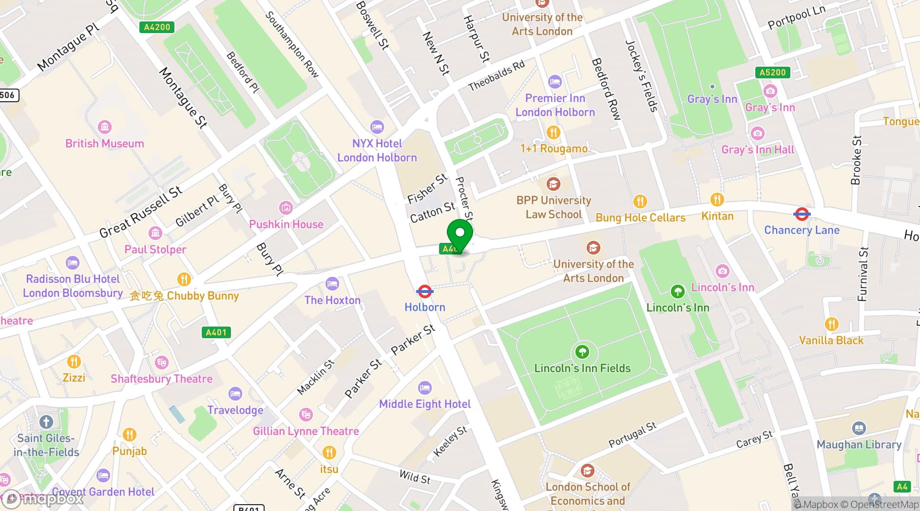 Map showing The Space Holborn