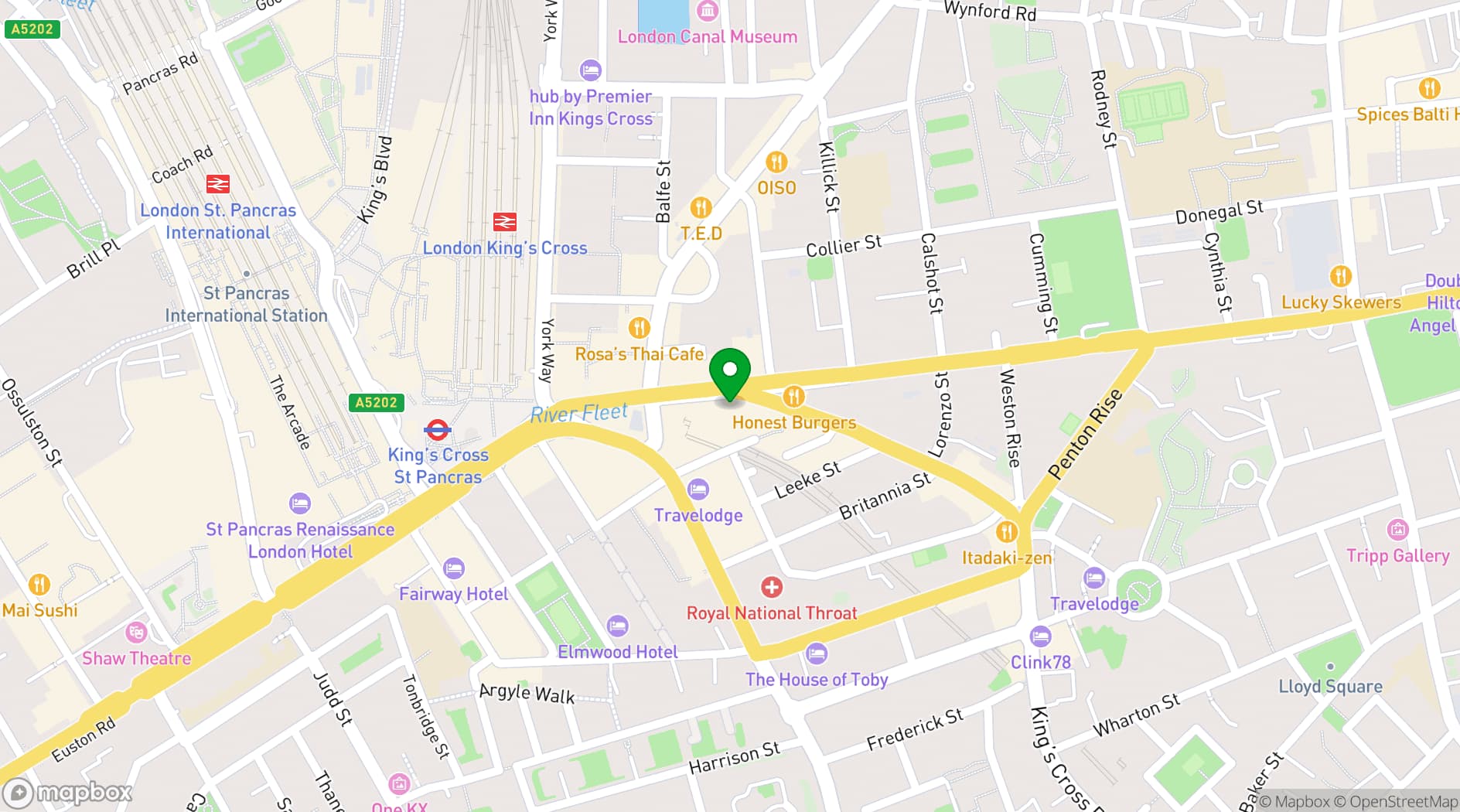 Map showing Bill Chill Kings Cross