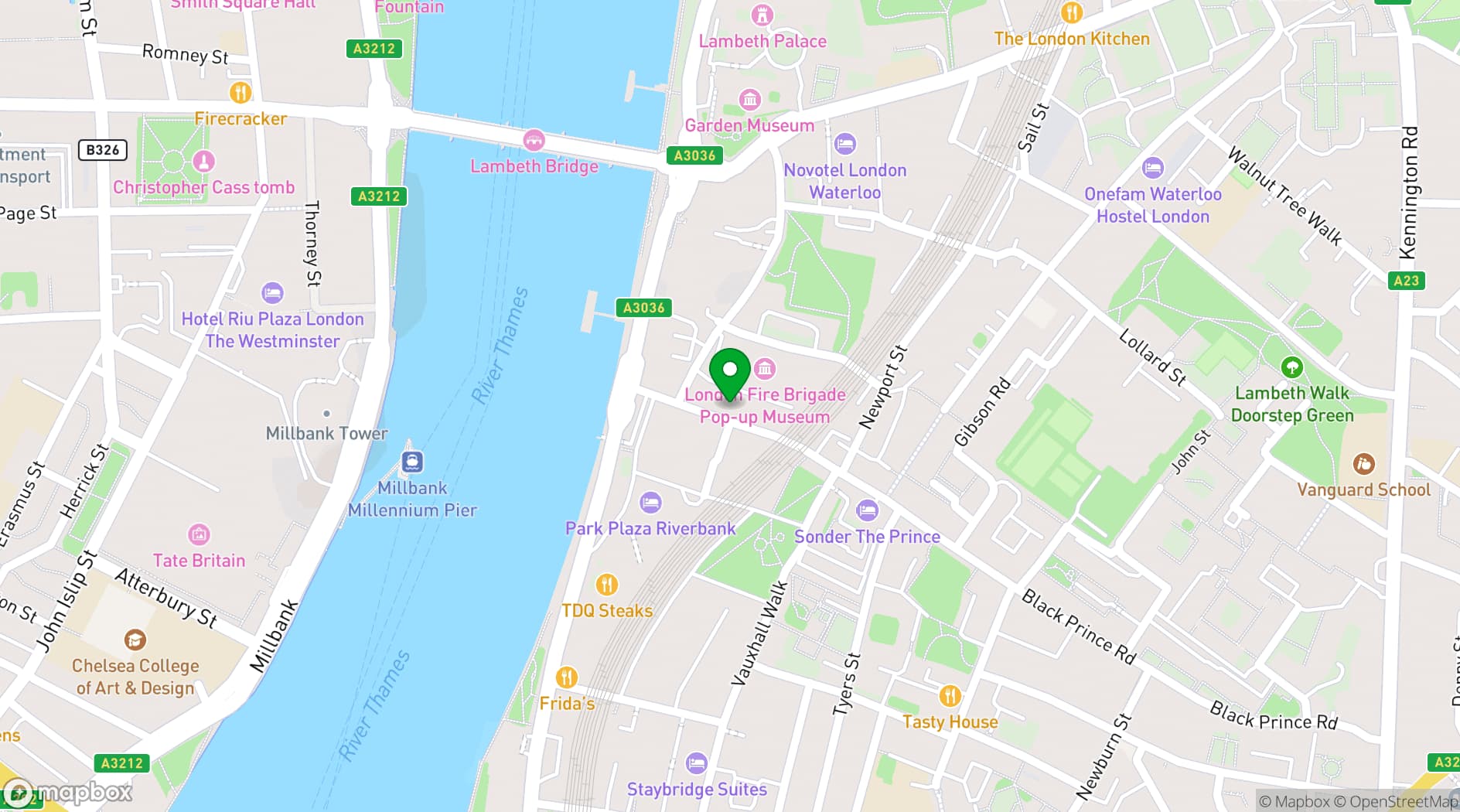 Map showing Southbank Training