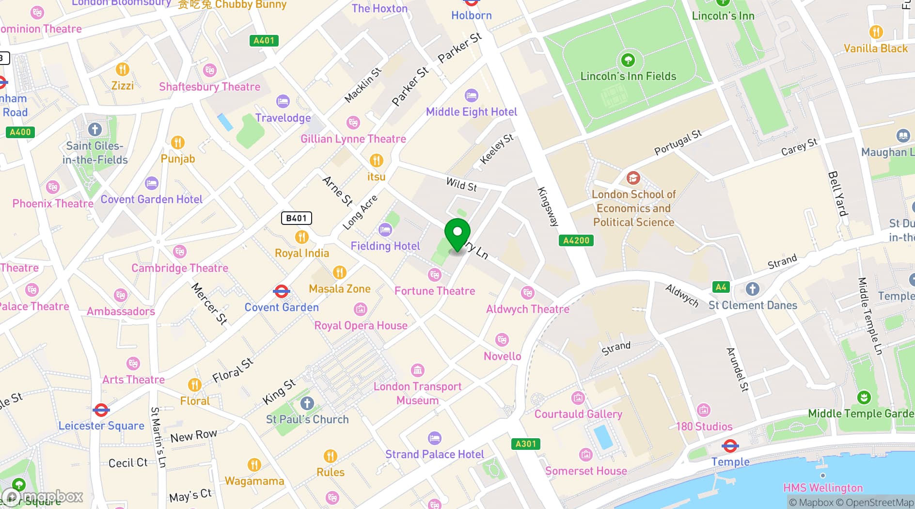 Map showing Hotel AMANO Covent Garden