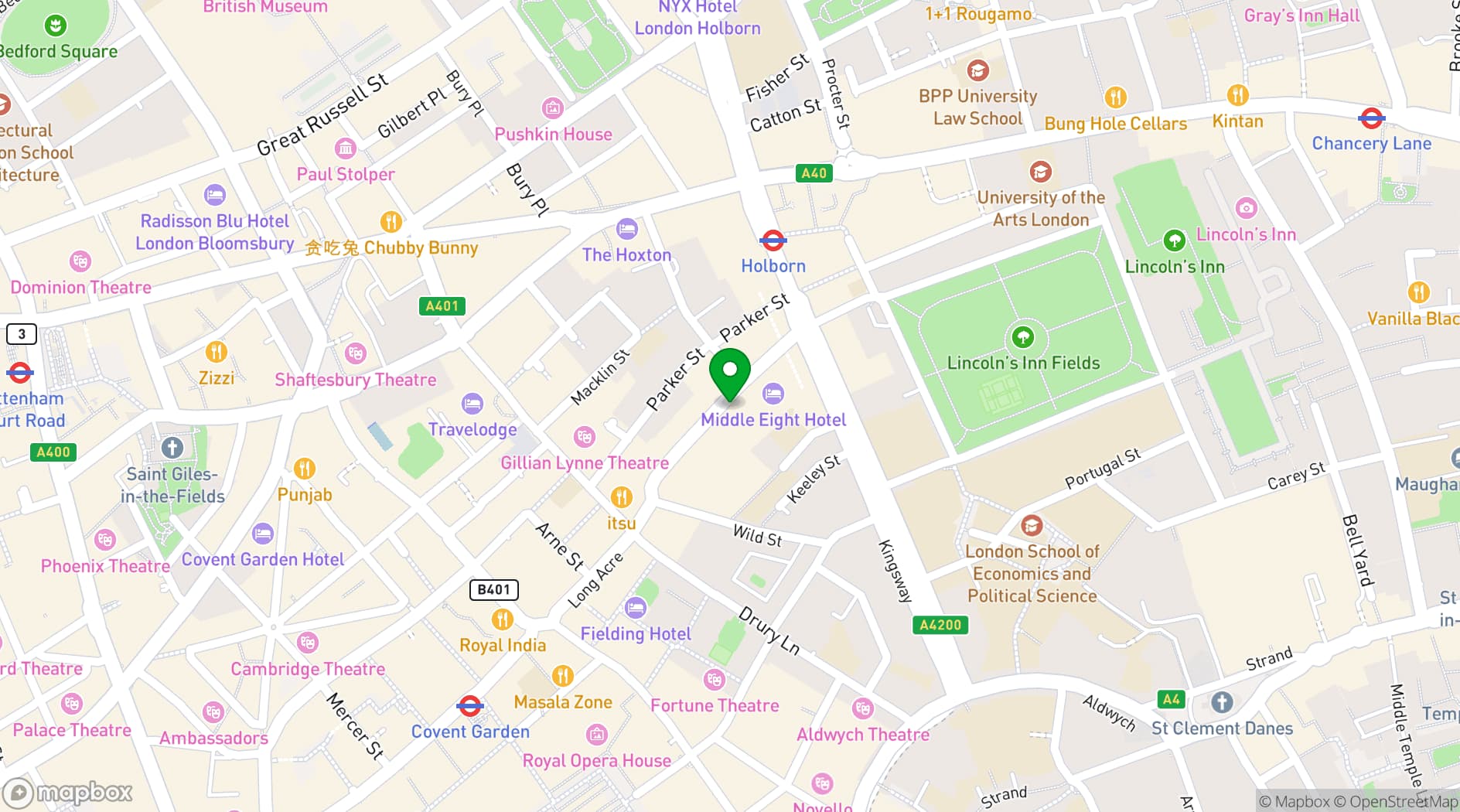 Map showing De Vere Grand Connaught Rooms 