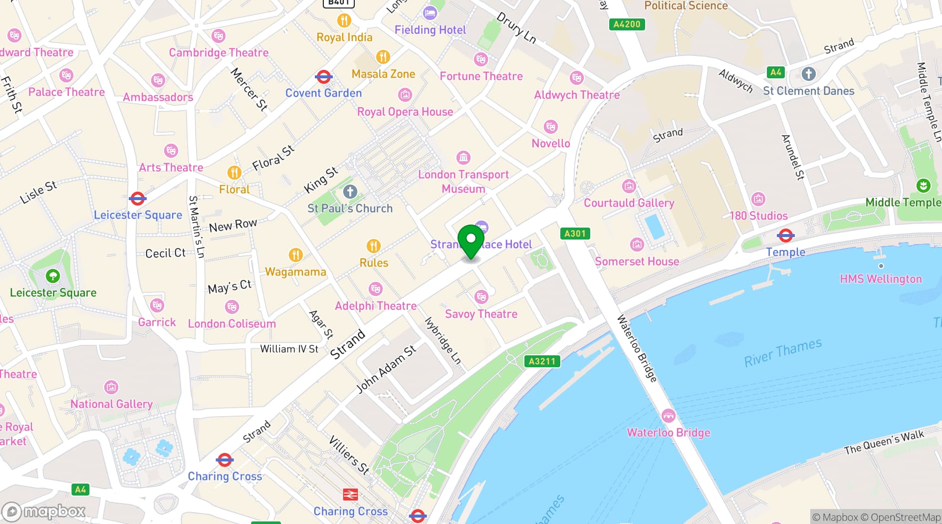 Map showing Savoy Grill