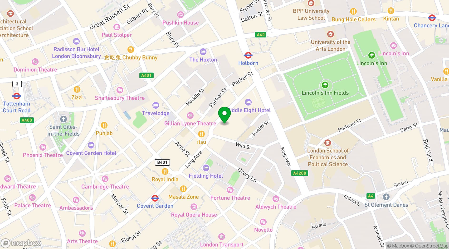 Map showing 60 Great Queen Street 
