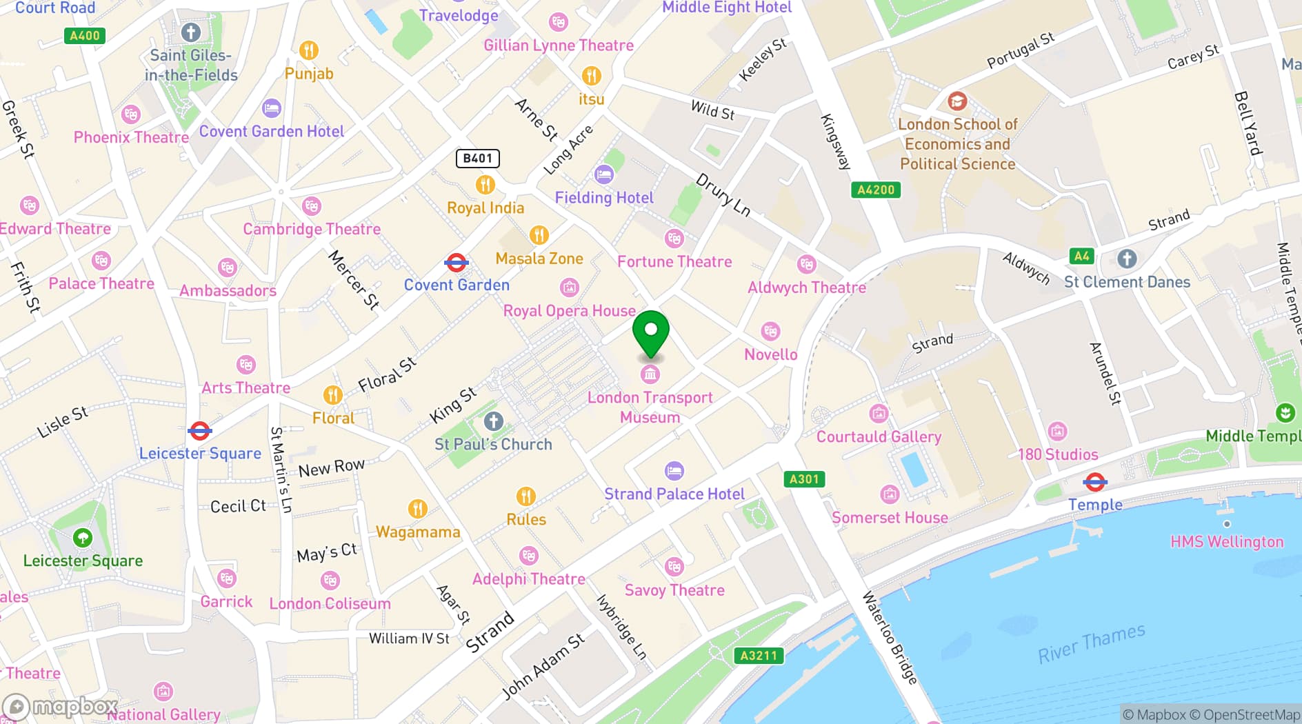 Map showing London Transport Museum