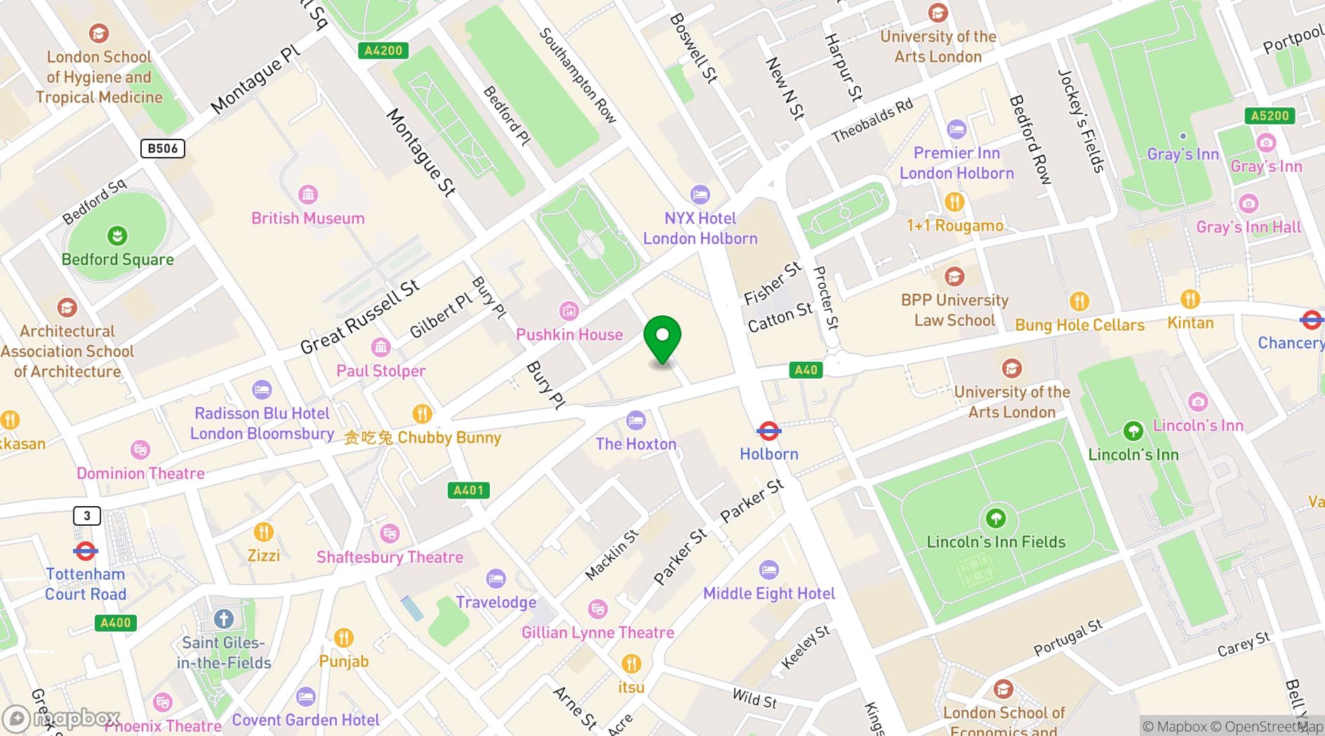 Map showing LABS Southampton Place