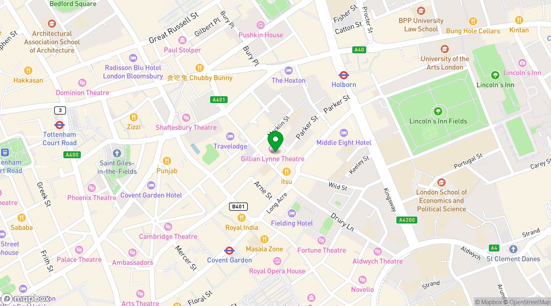 Map showing Piano Works Covent Garden