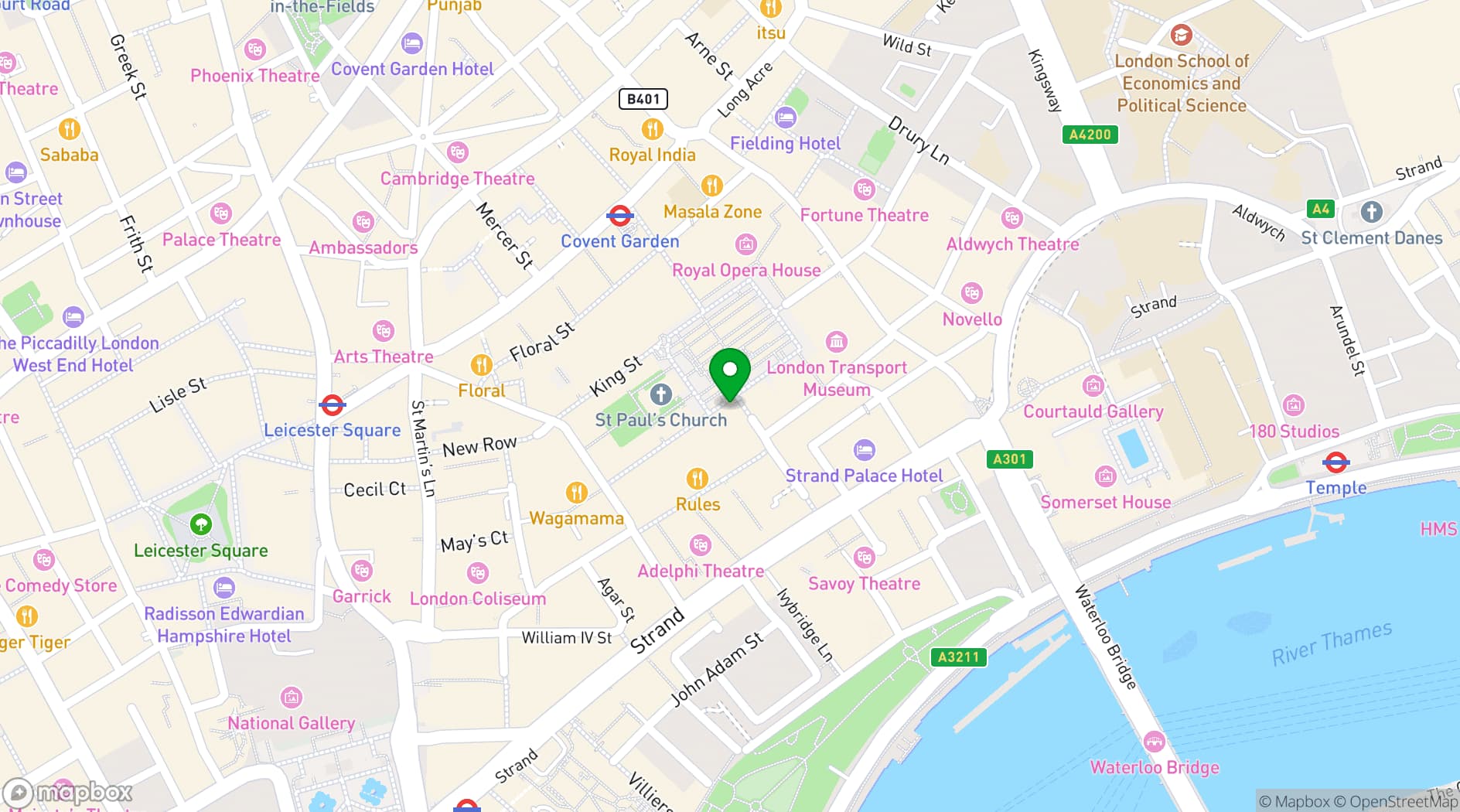 Map showing The Ivy Market Grill