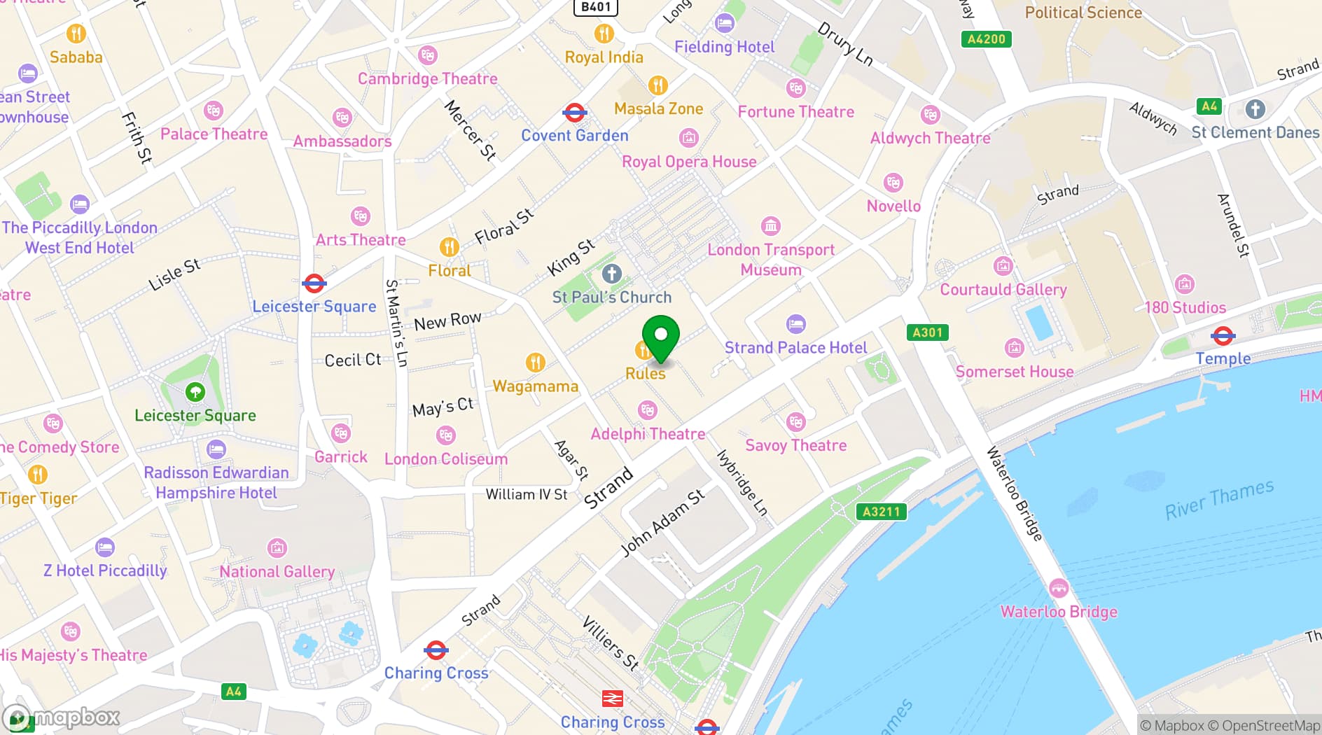 Map showing Big Easy Covent Garden