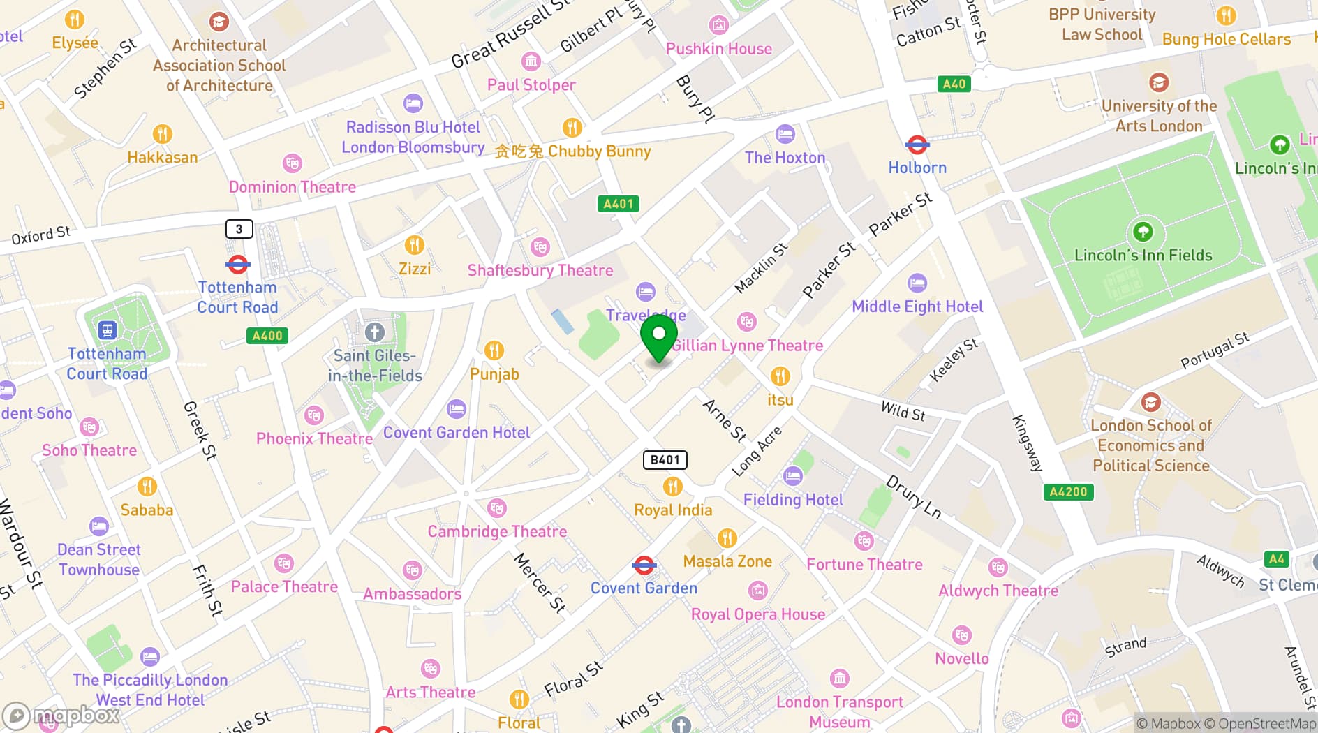 Map showing The Poetry Café