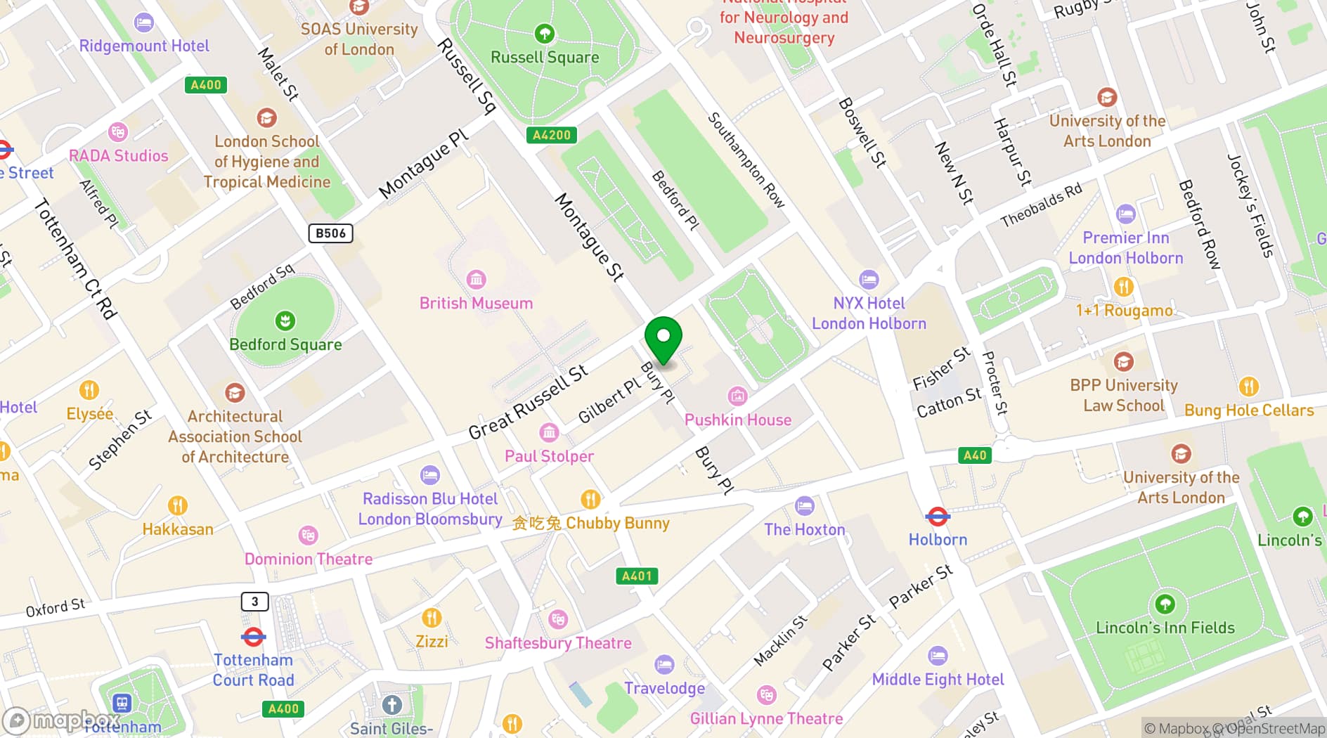 Map showing London Review Bookshop
