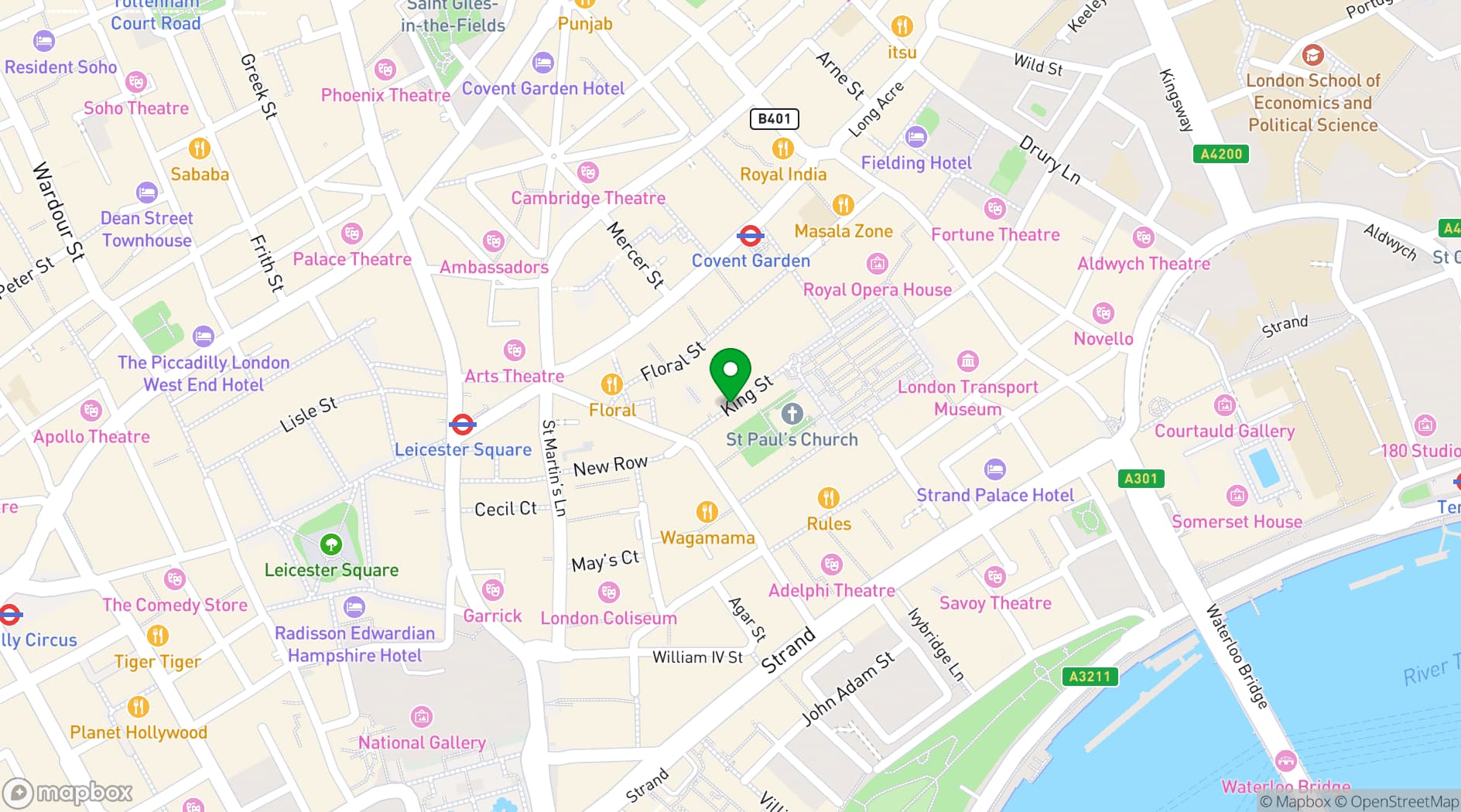 Map showing Joe's Southern Table & Bar - Covent Garden