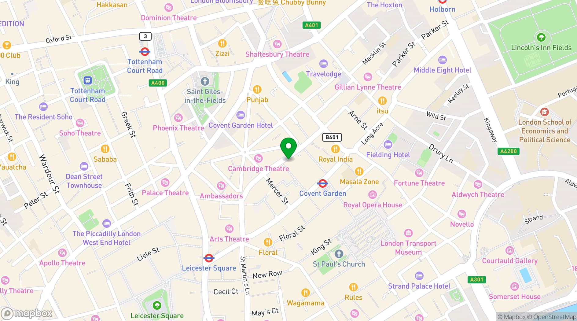 Map showing London Film School