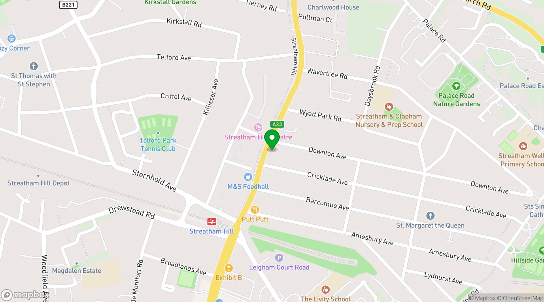 Map showing The Green Room at Cornercopa
