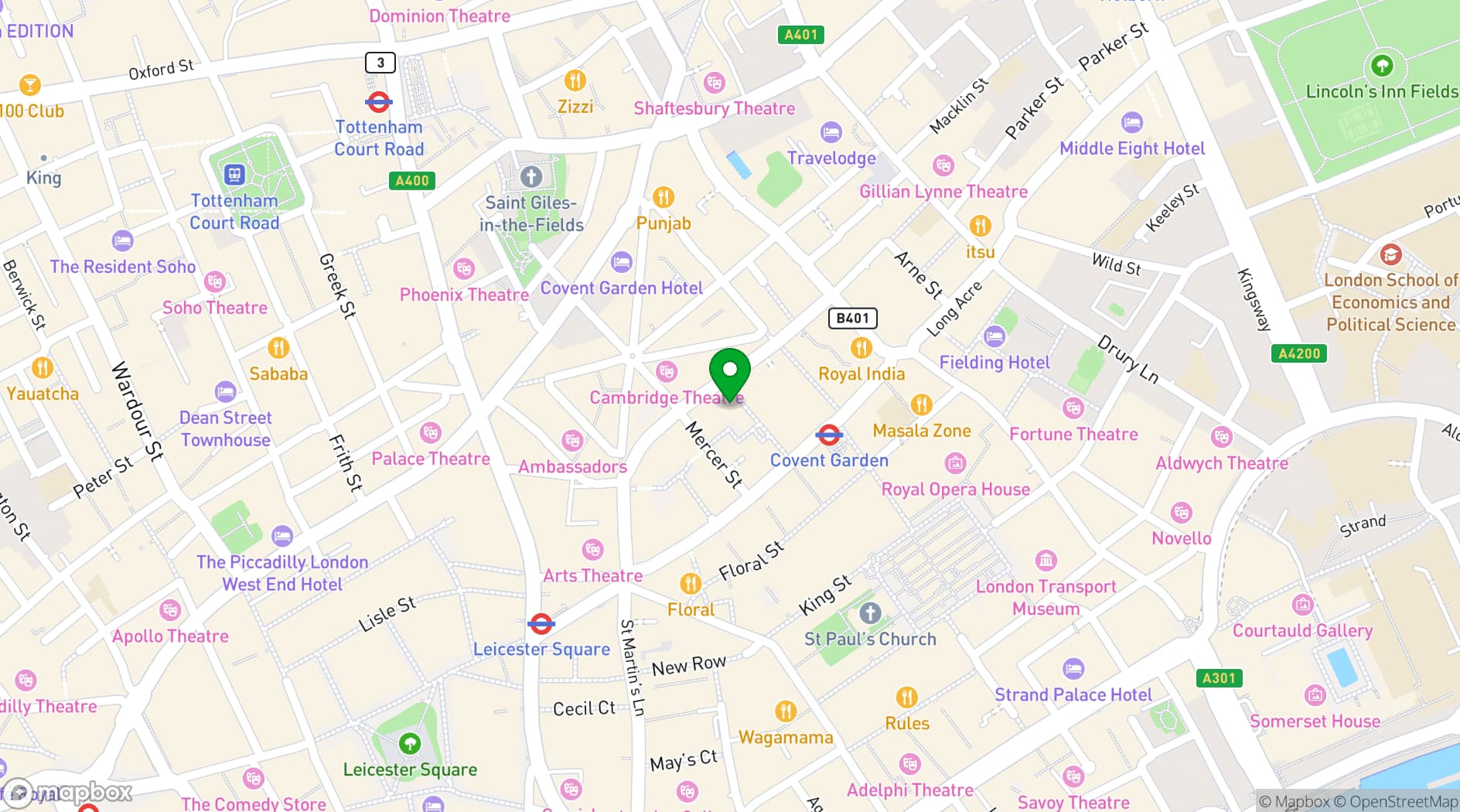 Map showing Le Bab Covent Garden