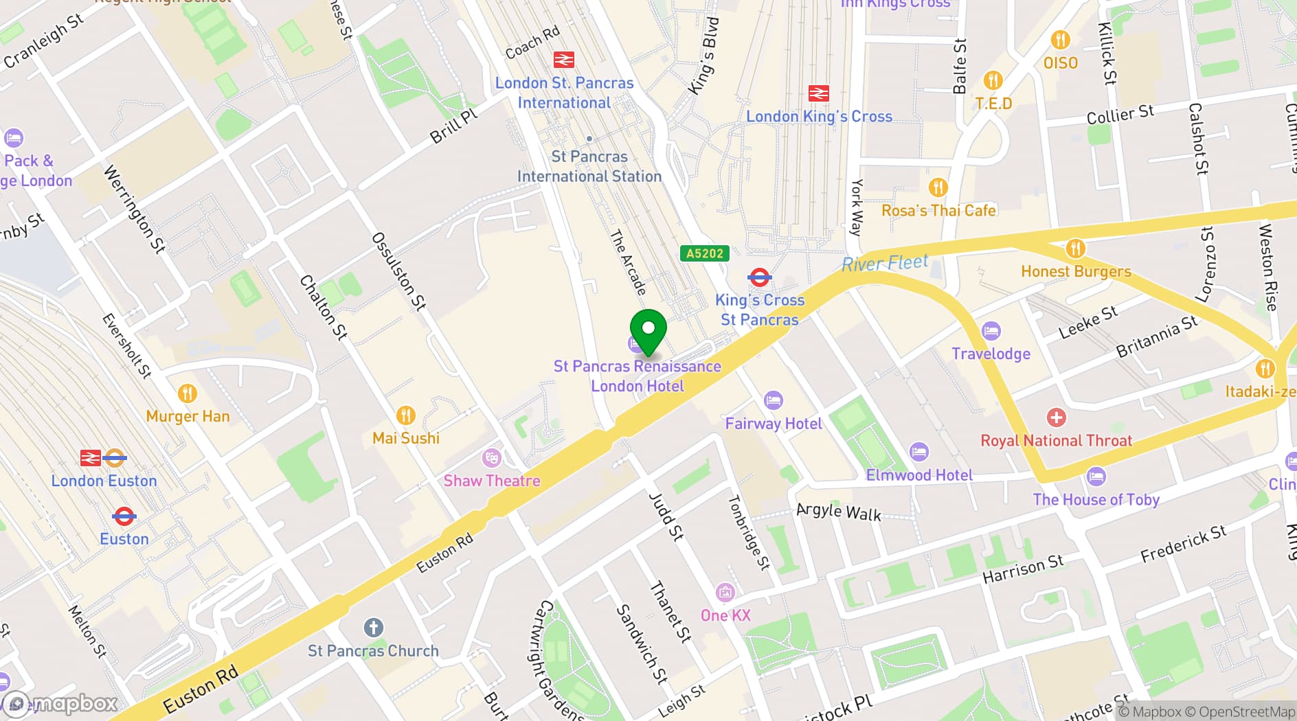 Map showing St. Pancras London