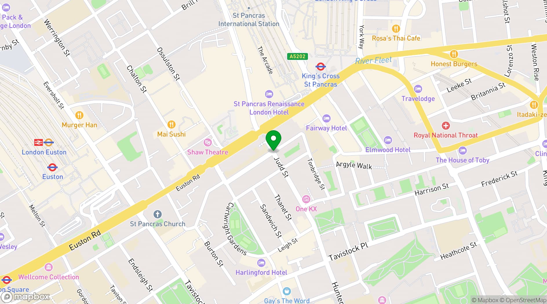 Map showing Town Hall Spaces