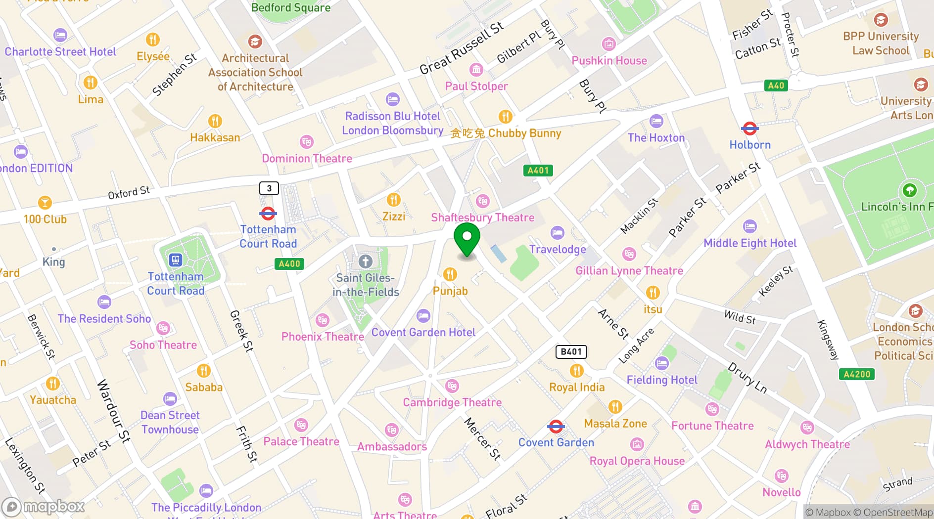 Map showing Swiss Church in London