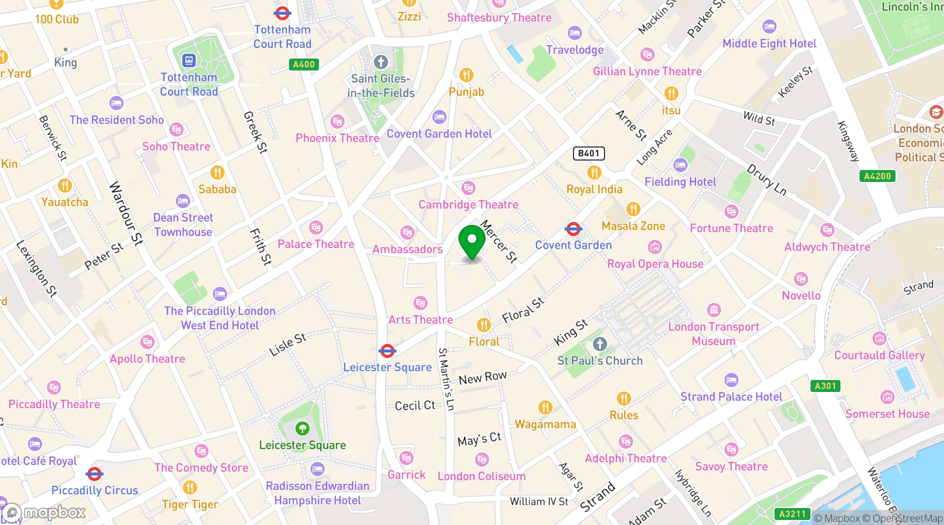 Map showing Rivvia Covent Garden