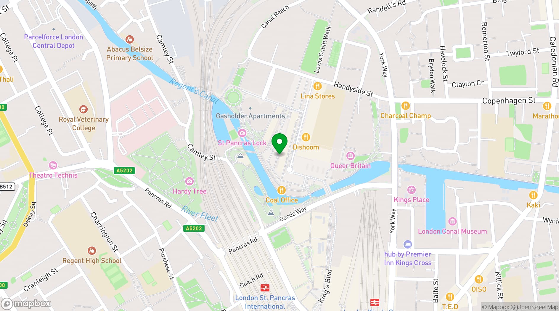 Map showing Barrafina Coal Drops Yard