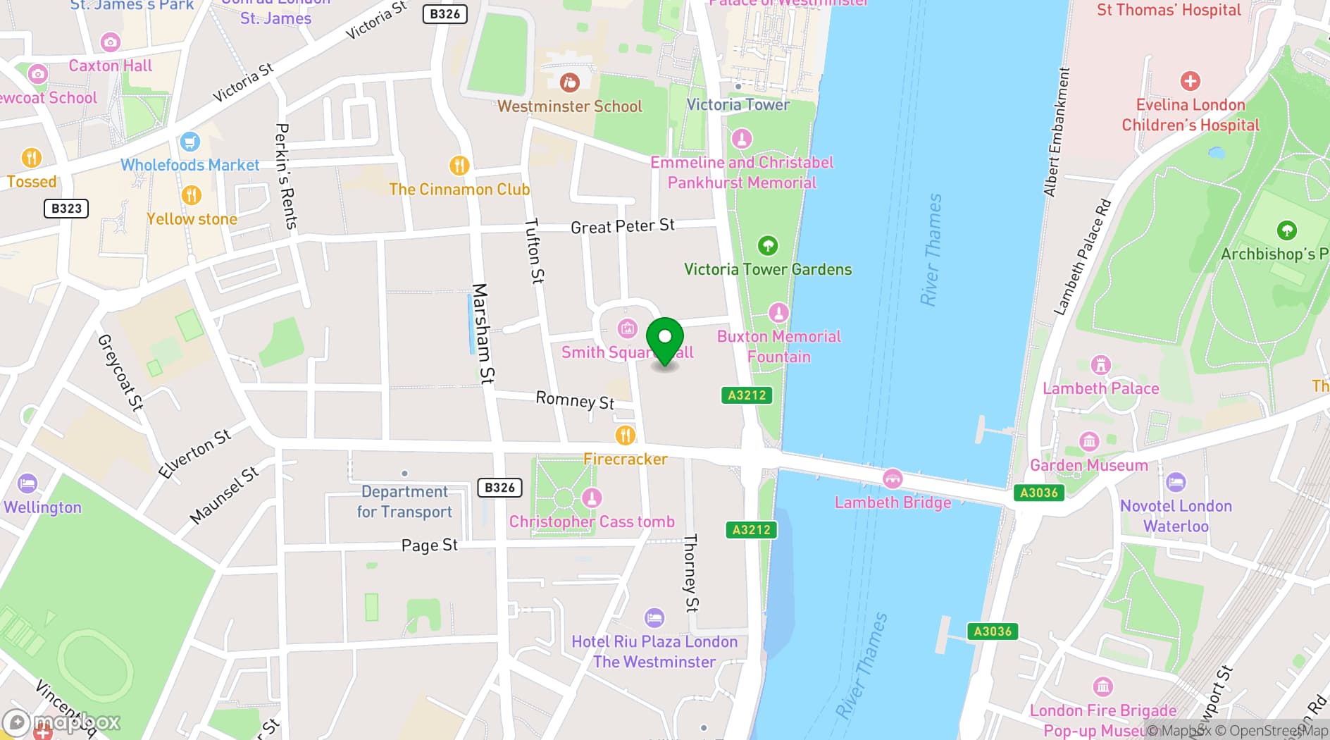 Map showing 18 Smith Square