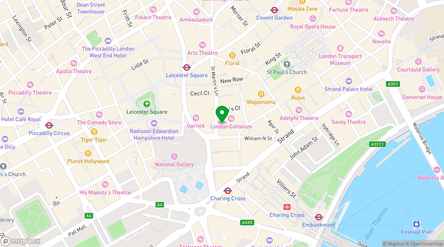 Map showing London Coliseum