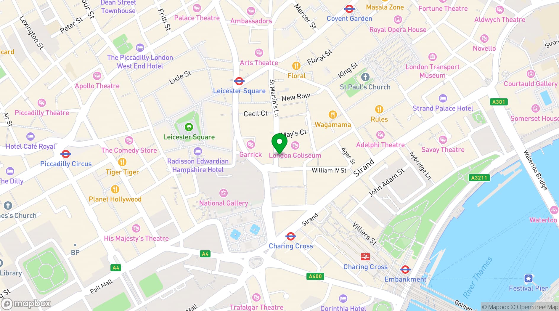 Map showing London Coliseum