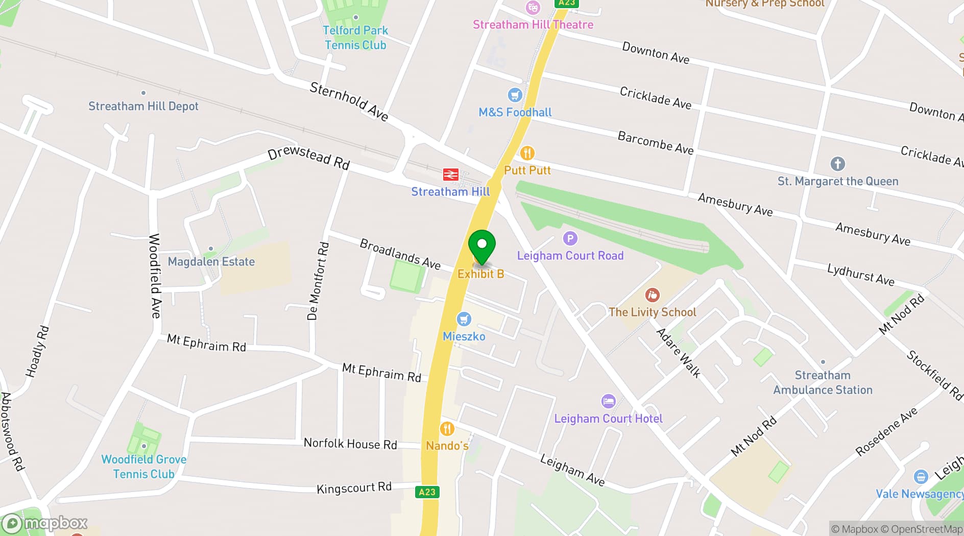 Map showing SW16 Bar and Kitchen 