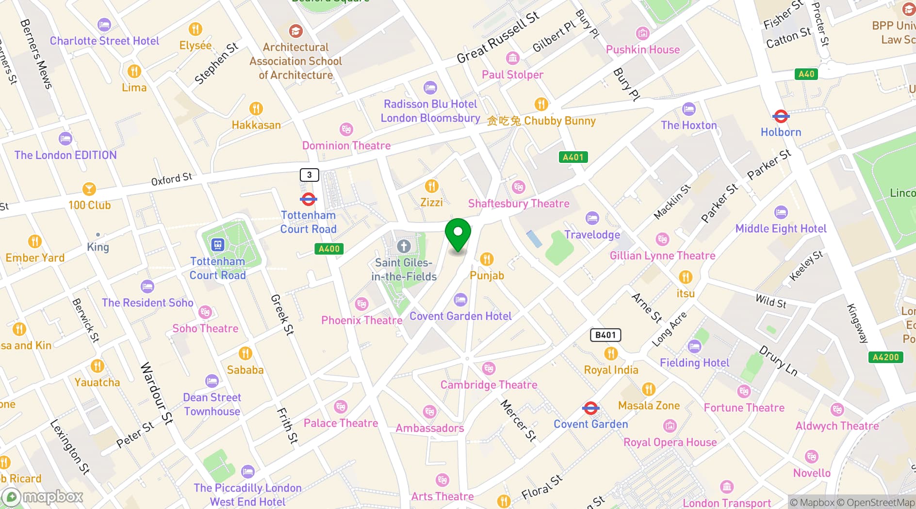 Map showing Runway East Covent Garden