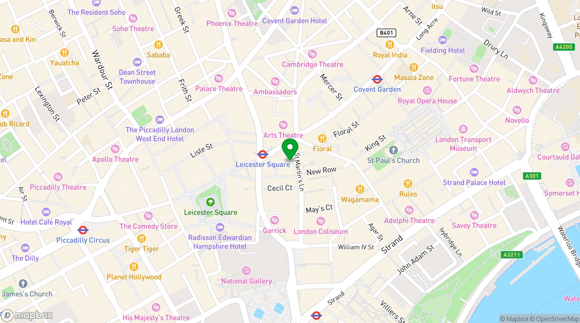 Map showing Browns Covent Garden