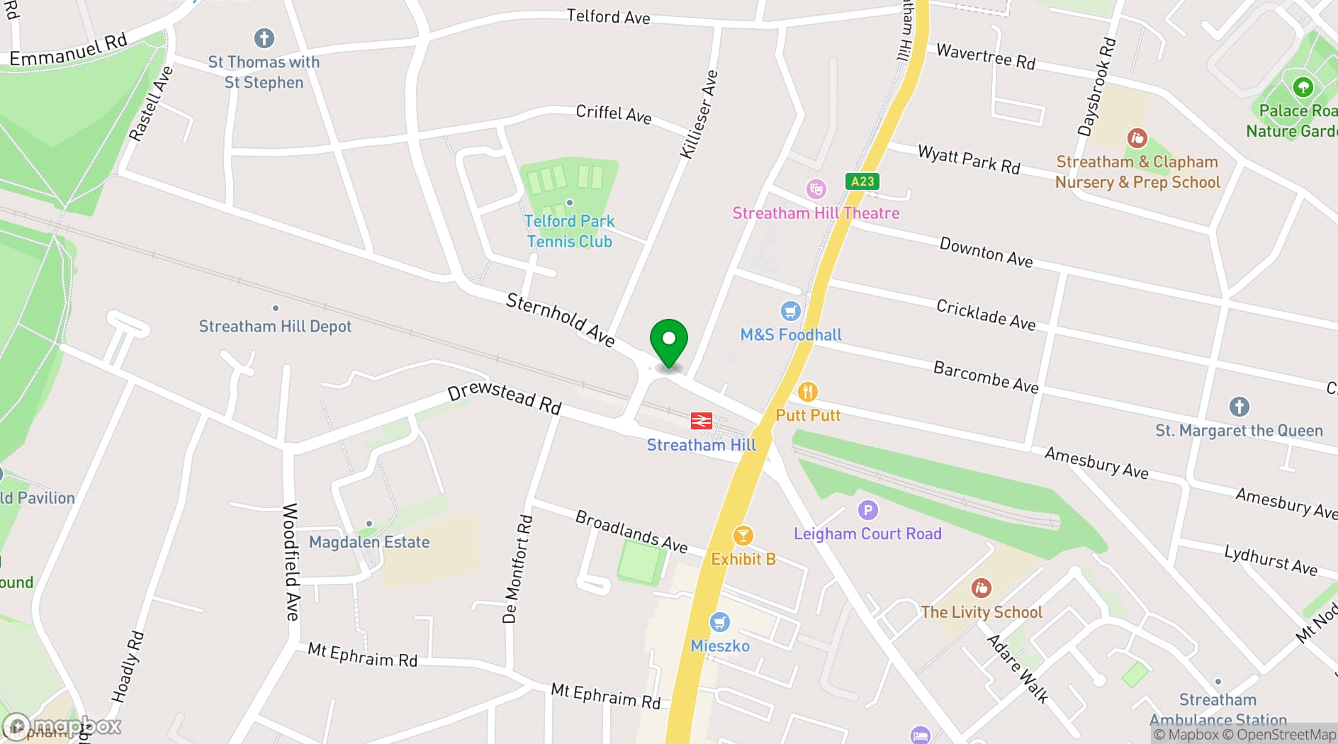 Map showing Streatham Space Project