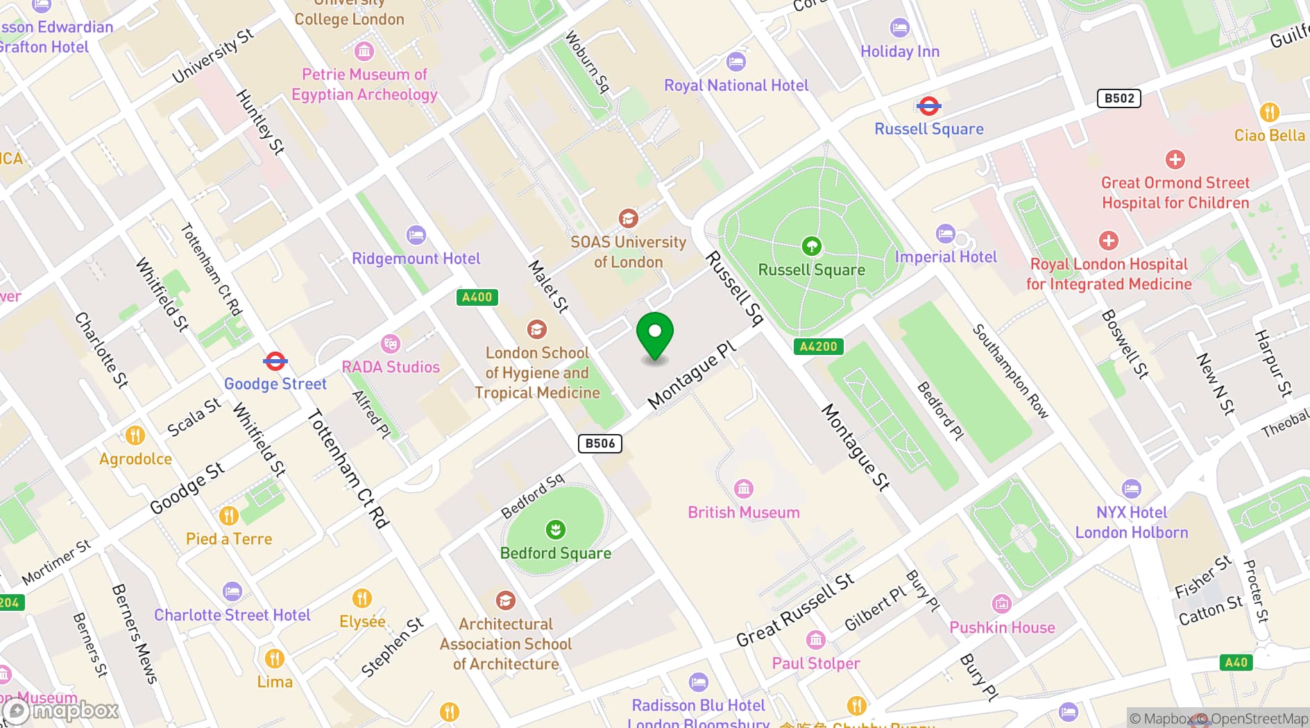 Map showing Beveridge Hall