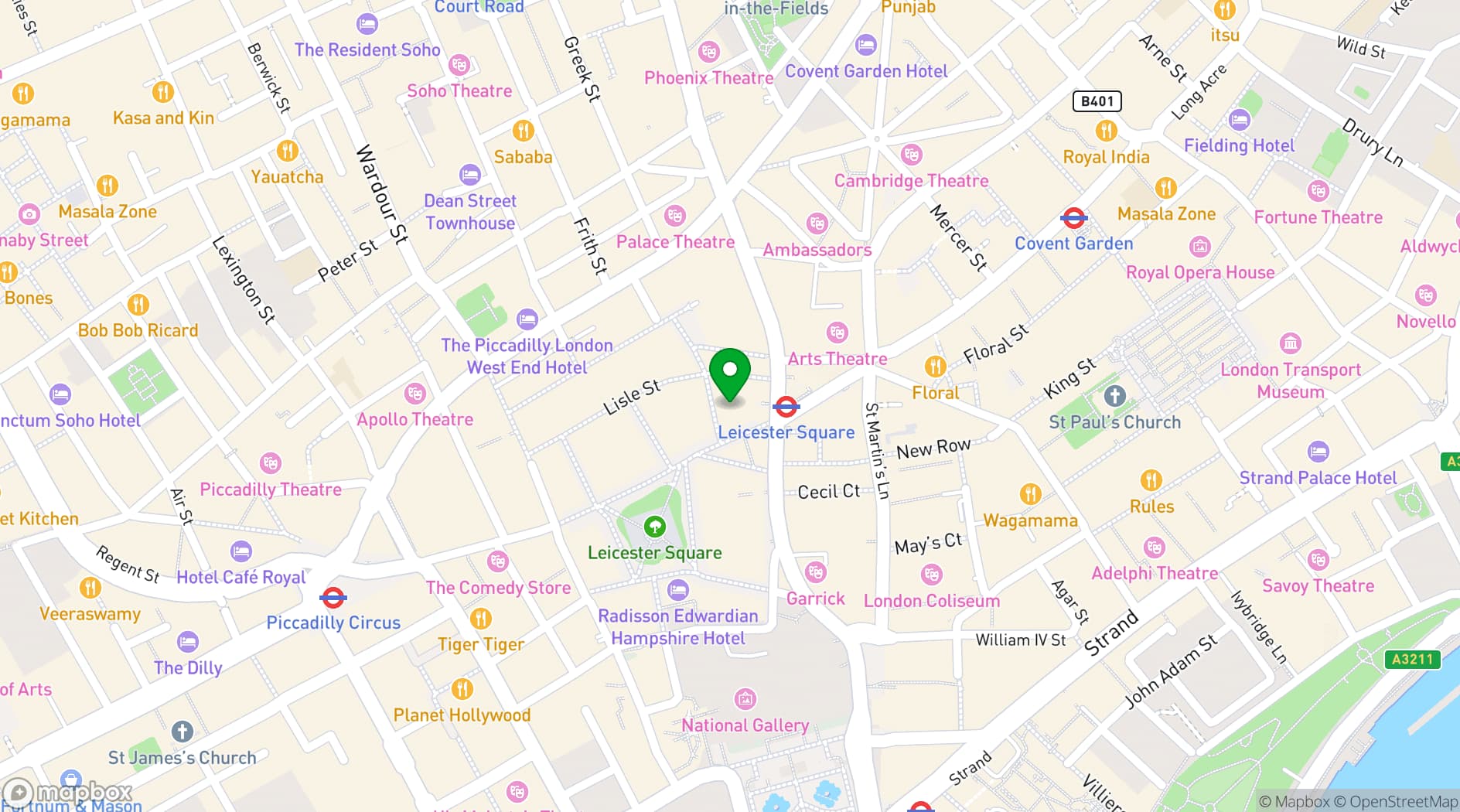 Map showing The Hippodrome Casino