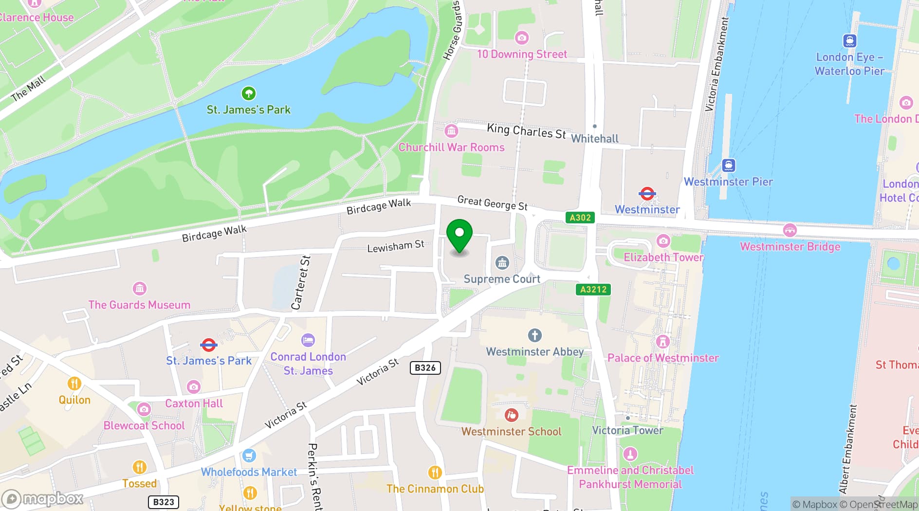Map showing Queen Elizabeth II Centre
