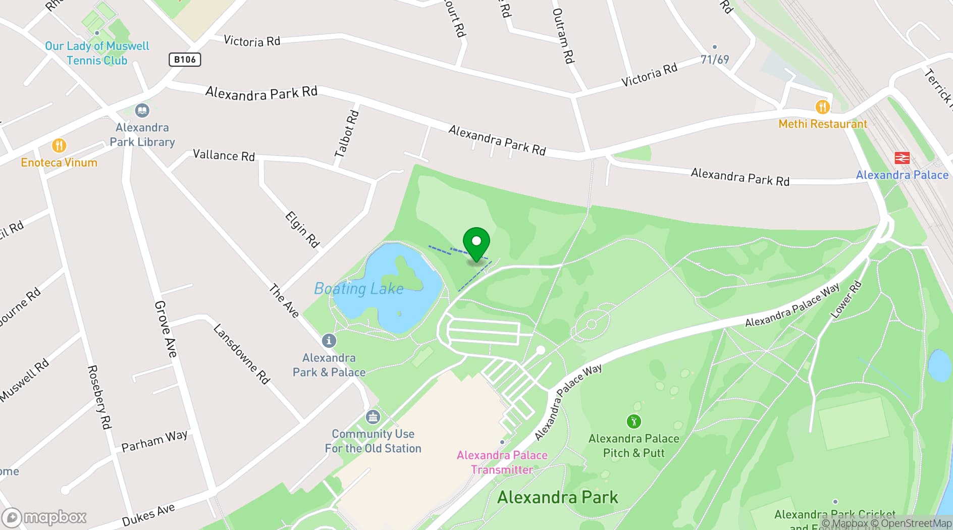 Map showing Go Ape - Alexandra Palace