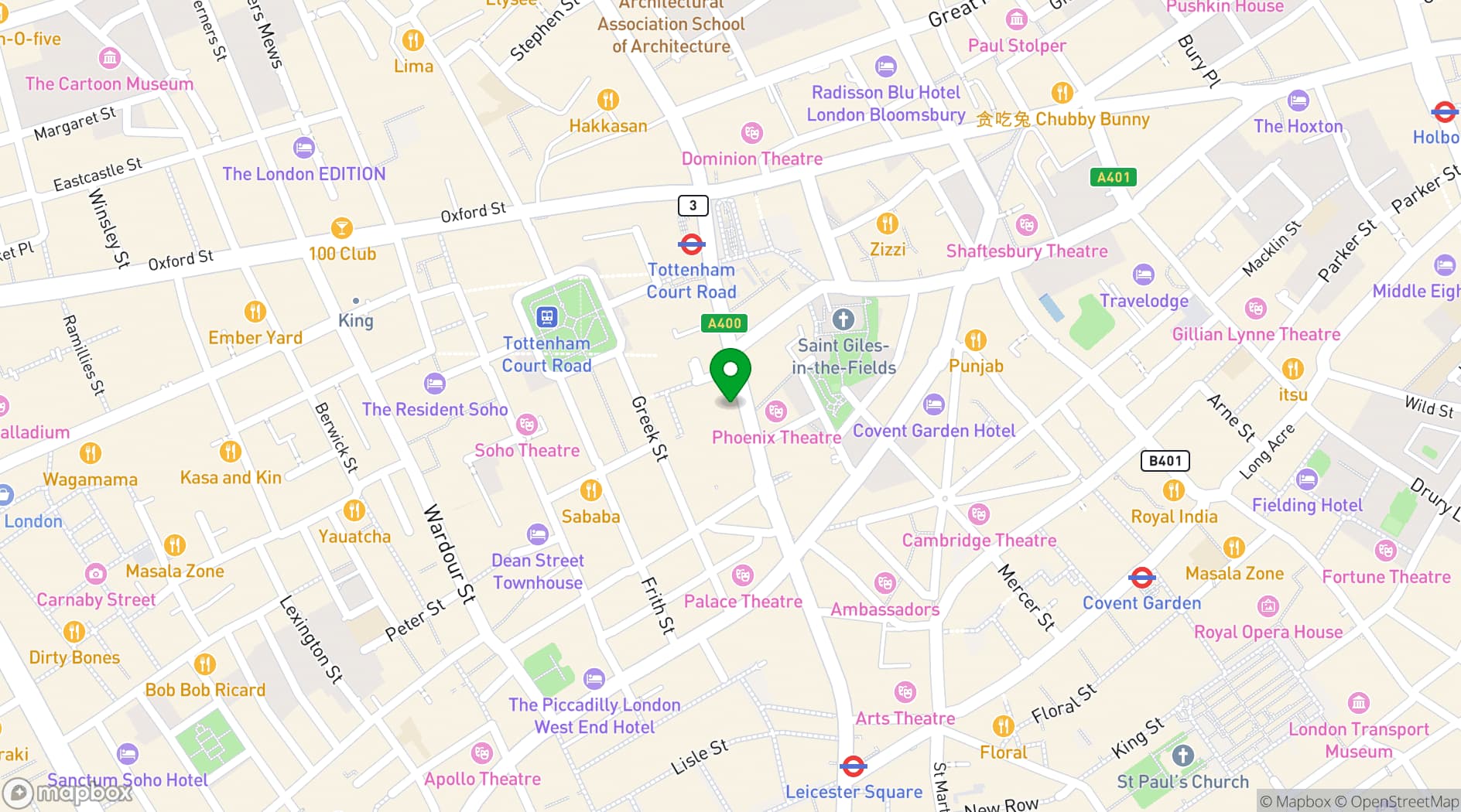 Map showing UNTIL Soho