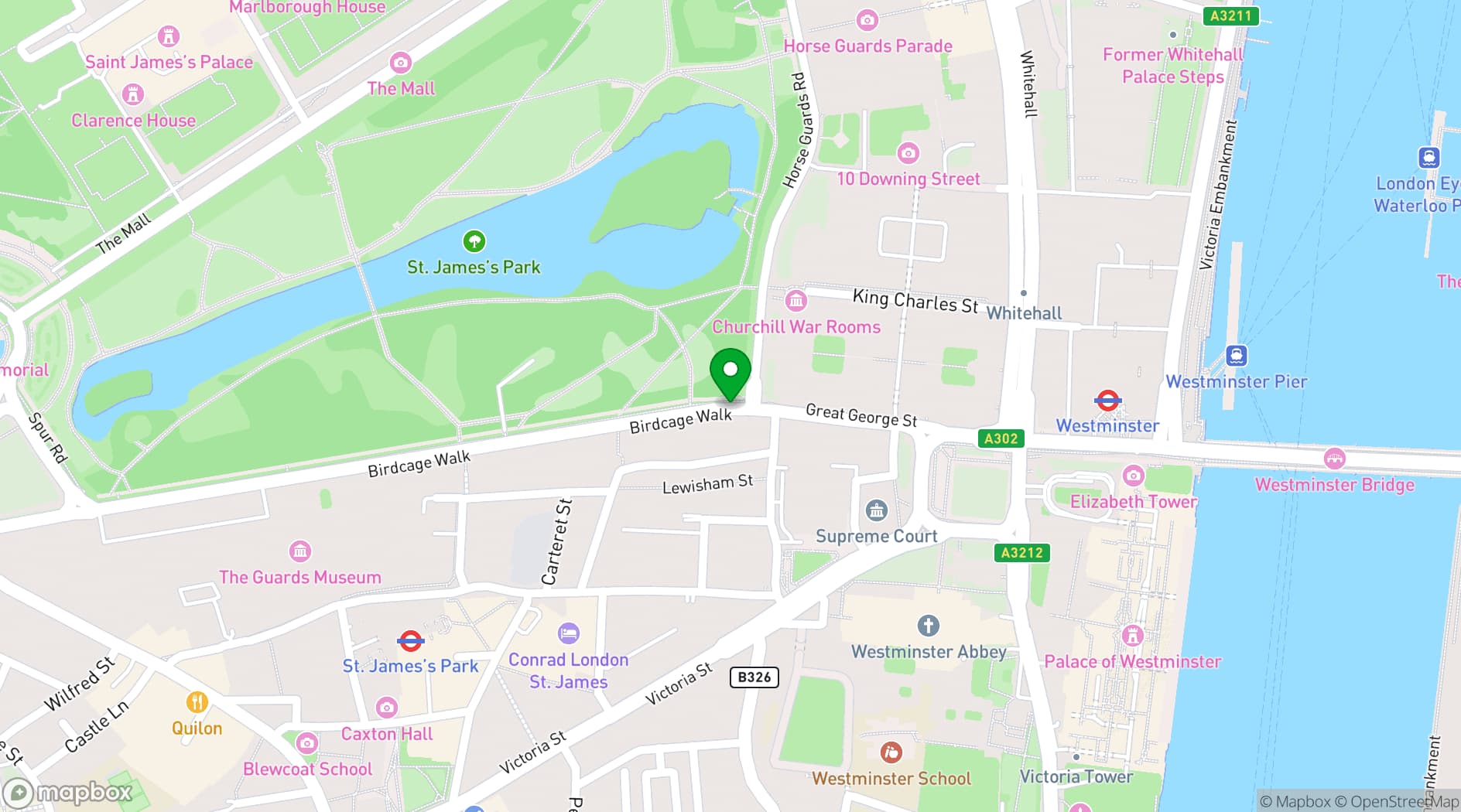 Map showing One Birdcage Walk