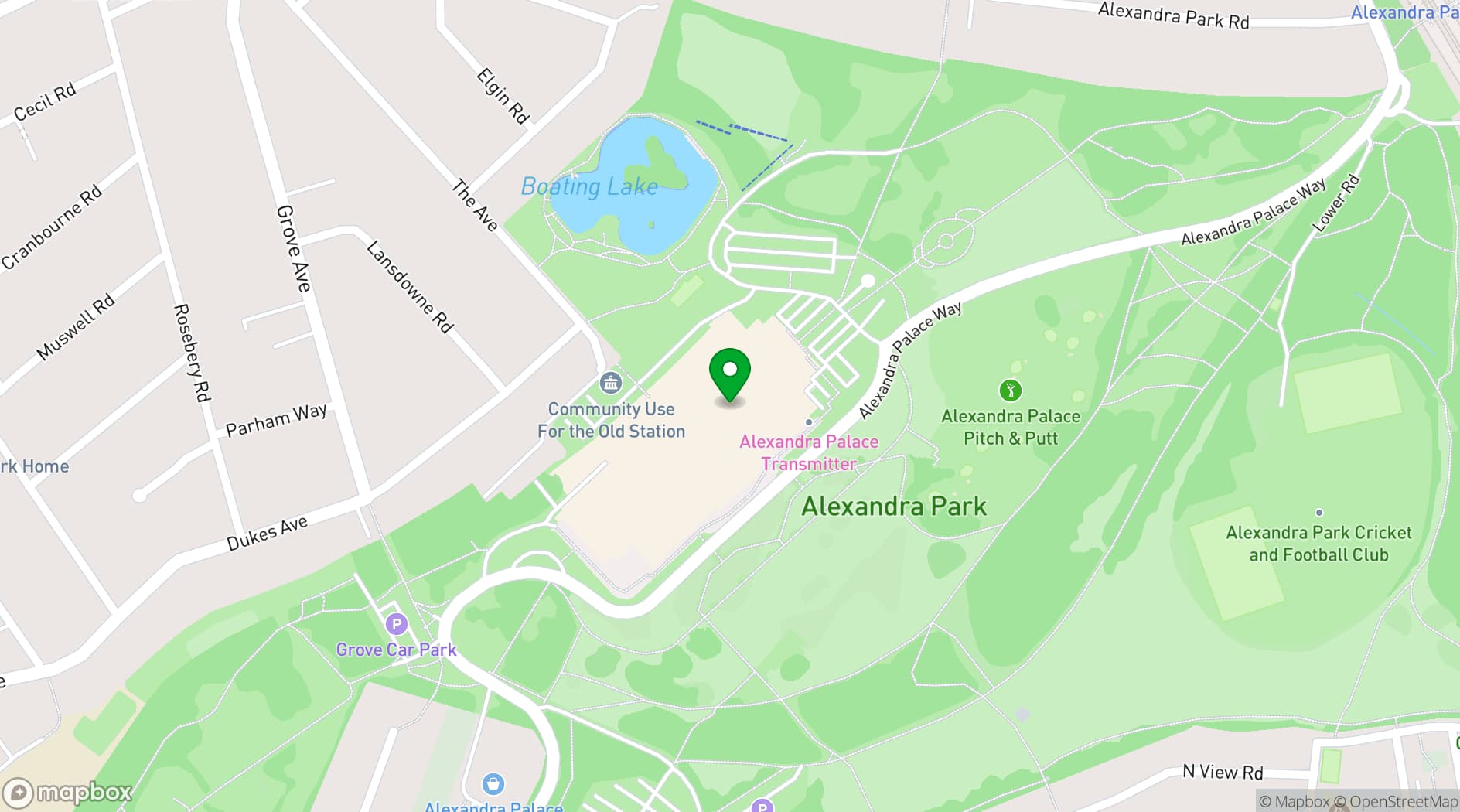 Map showing Alexandra Palace