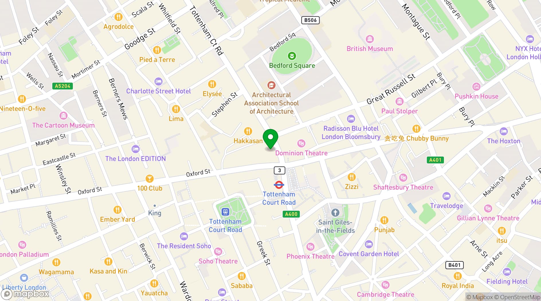 Map showing MSE Meeting Rooms - Tottenham Court Road