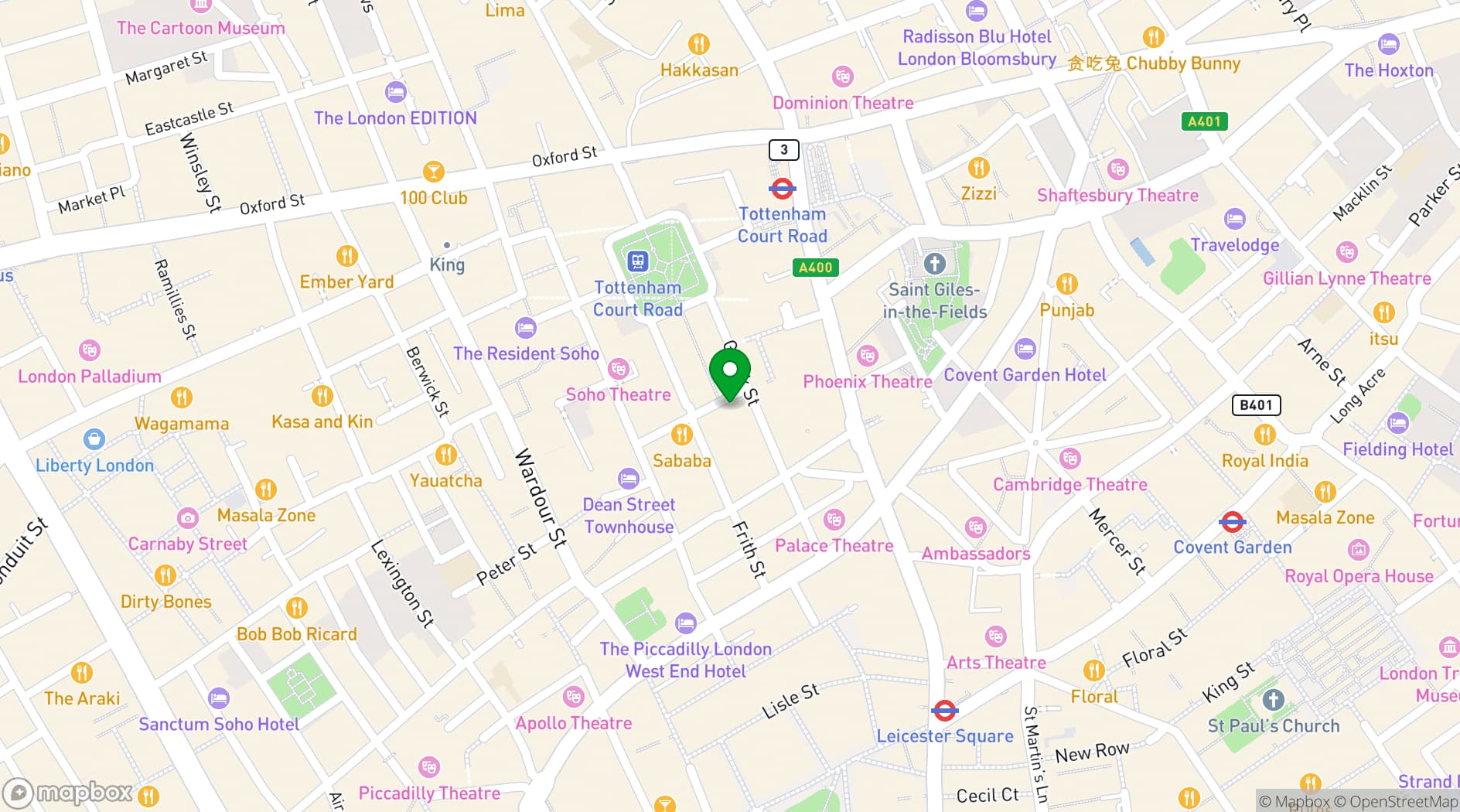 Map showing Simmons | Soho