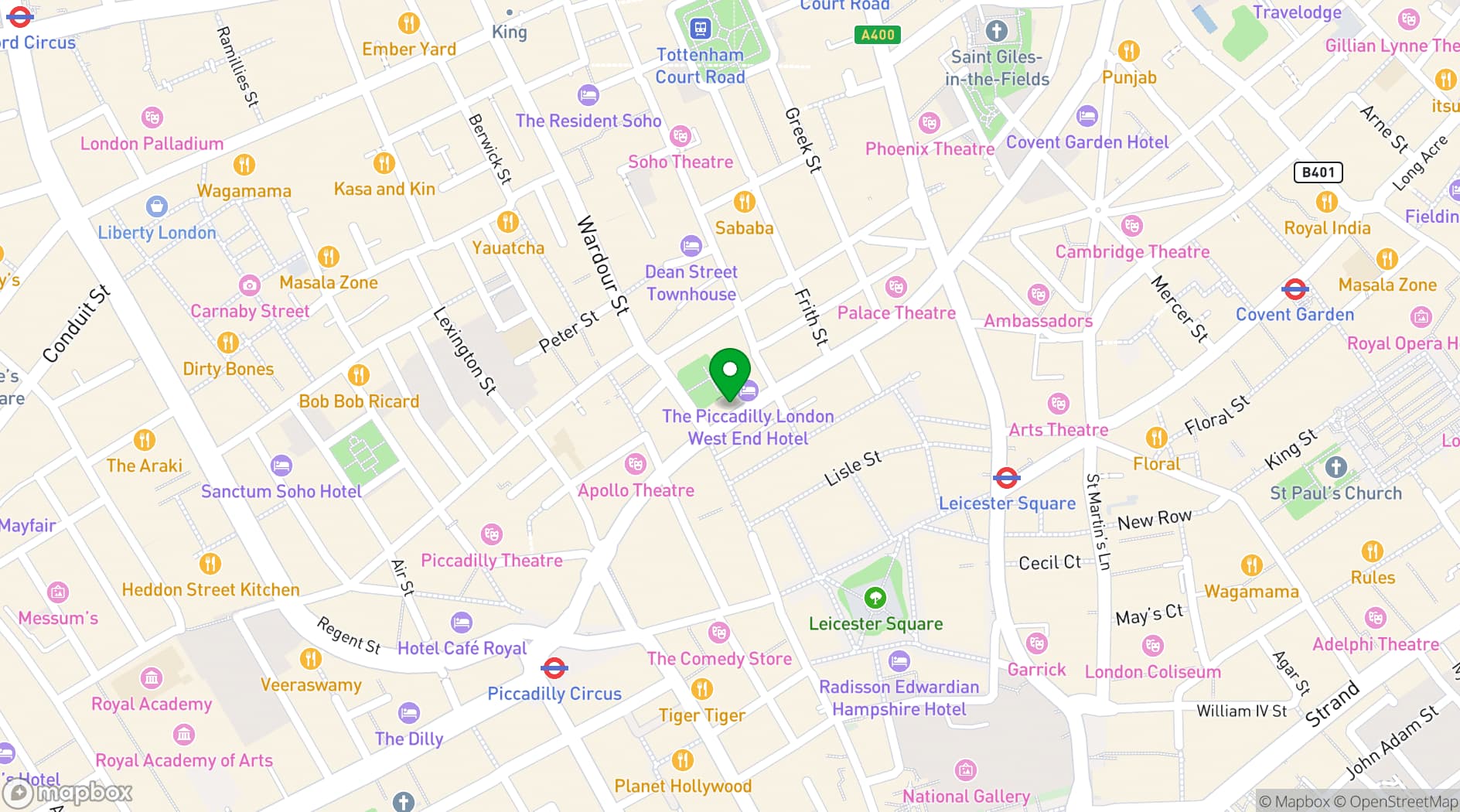 Map showing Century Club
