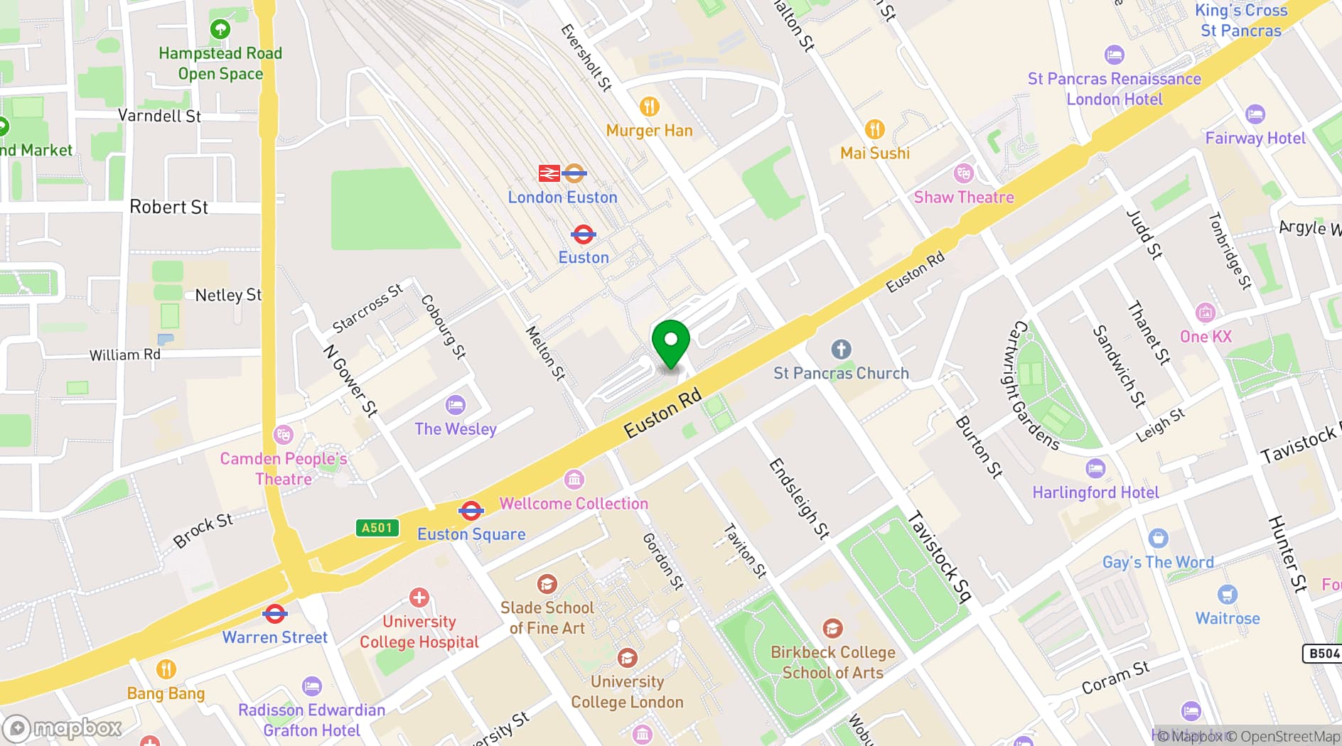 Map showing The Euston Tap